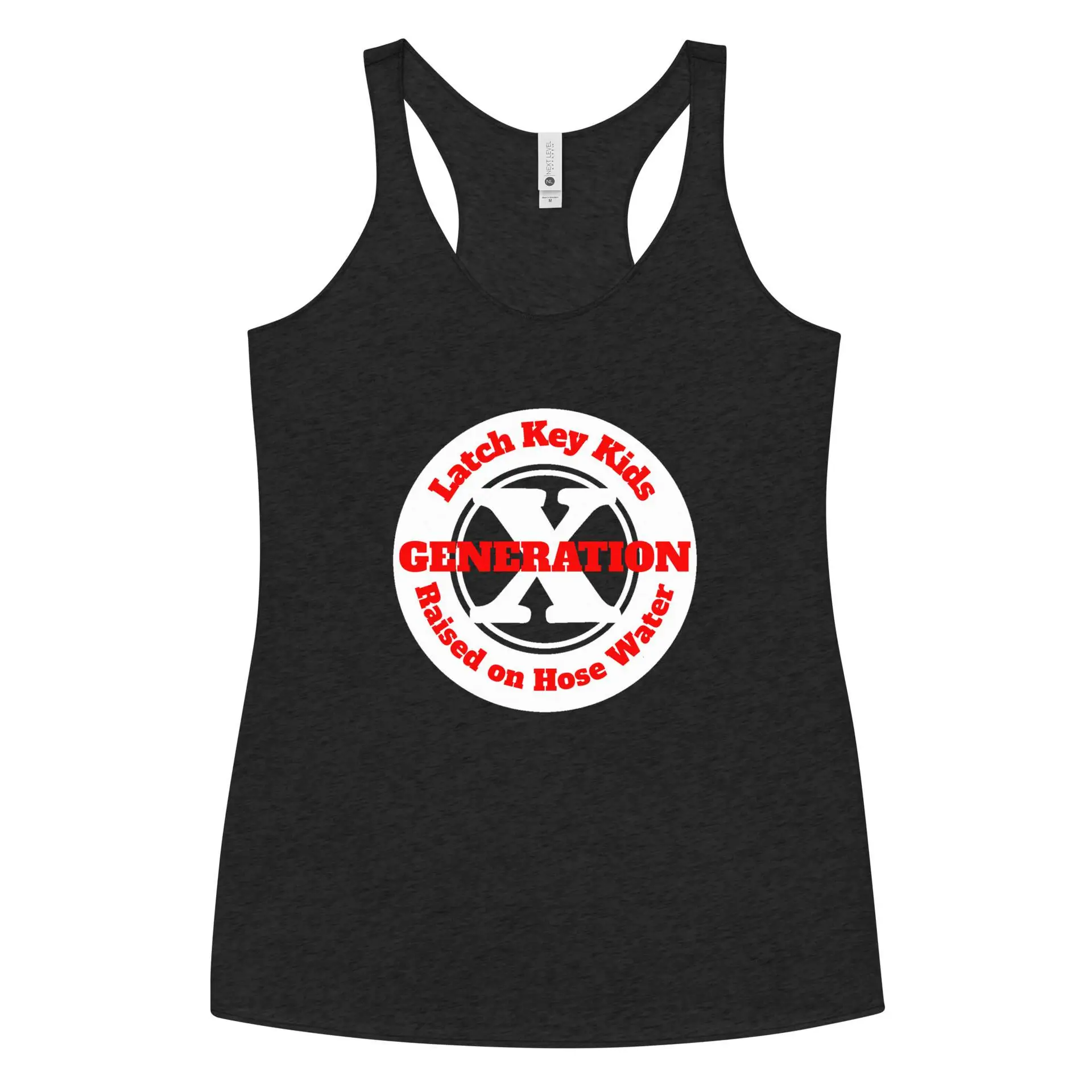Gen X, Latch Key Kid, Raised on Hose Water Women's Racerback Tank