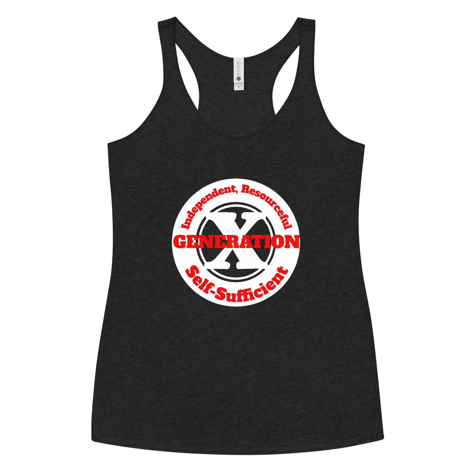 Gen X, Independent, Resourceful, Self-Sufficient Women's Racerback Tank