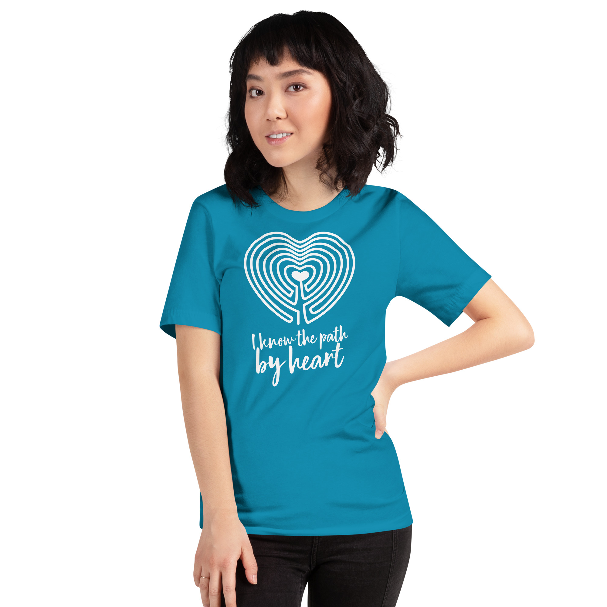 Labyrinth Heart Labyrinth I Know the Path by Heart Unisex-staple-t-shirt-aqua-front-696280a84a484