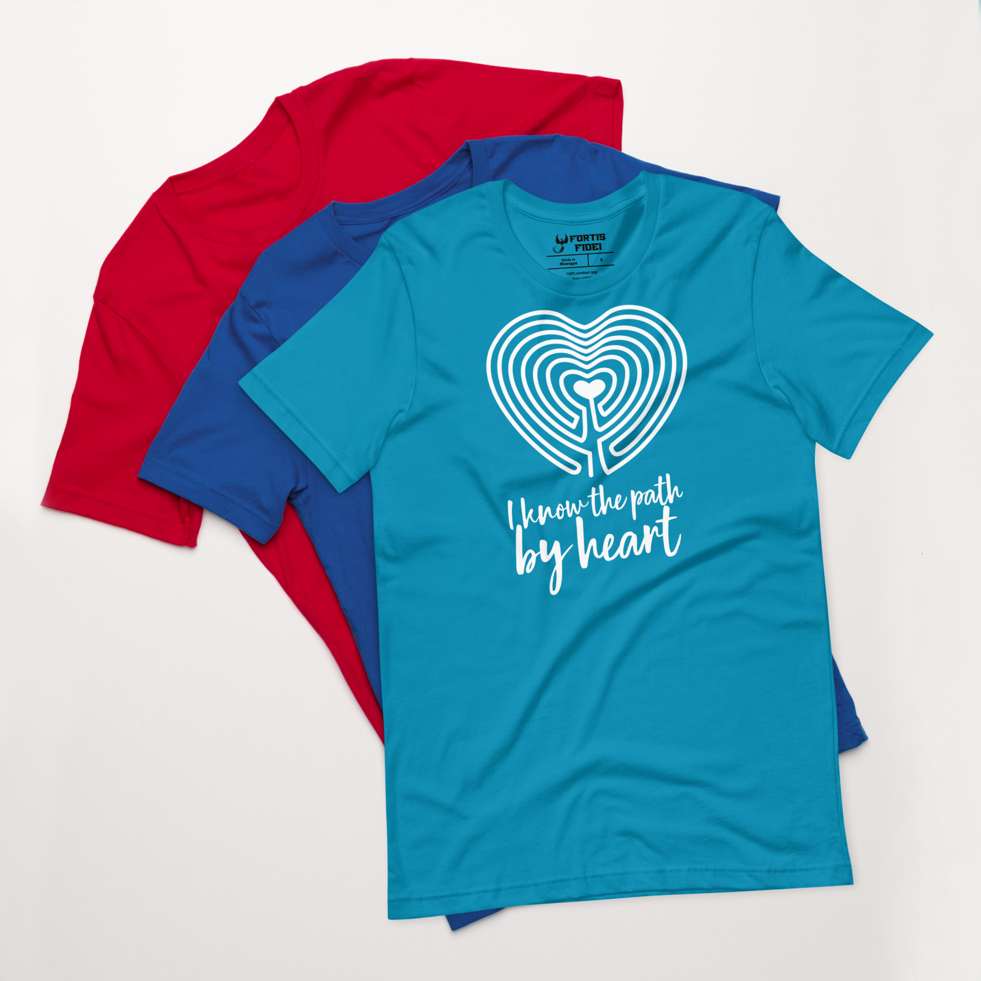 Labyrinth Heart Labyrinth I Know the Path by Heart Unisex-staple-t-shirt-aqua-front-696280a85239d