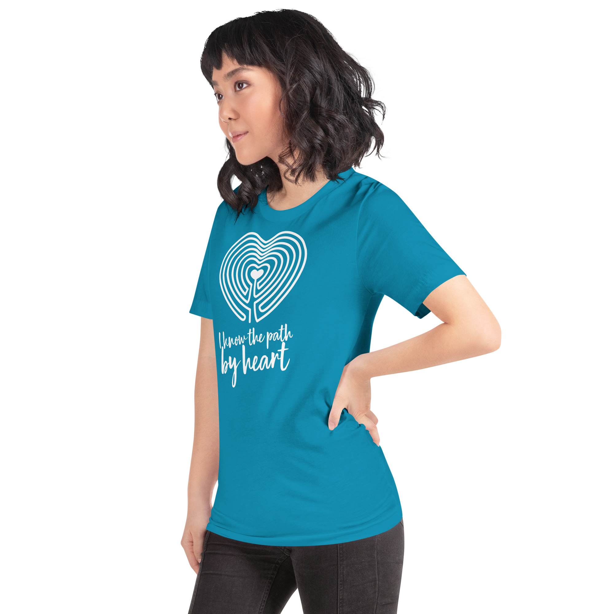 Labyrinth Heart Labyrinth I Know the Path by Heart Unisex-staple-t-shirt-aqua-left-front-696280a84af48