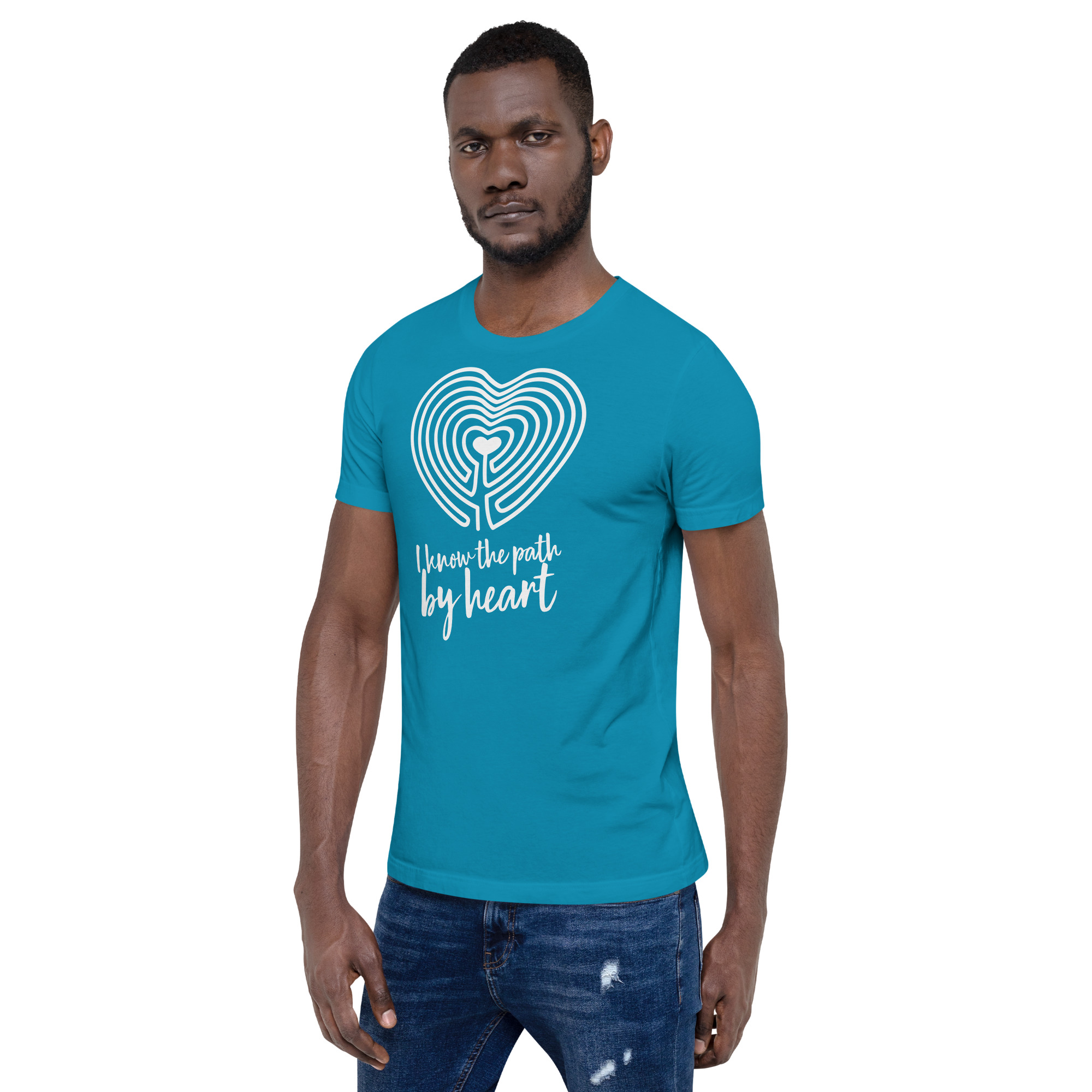 Labyrinth Heart Labyrinth I Know the Path by Heart Unisex-staple-t-shirt-aqua-left-front-696280a84c73c