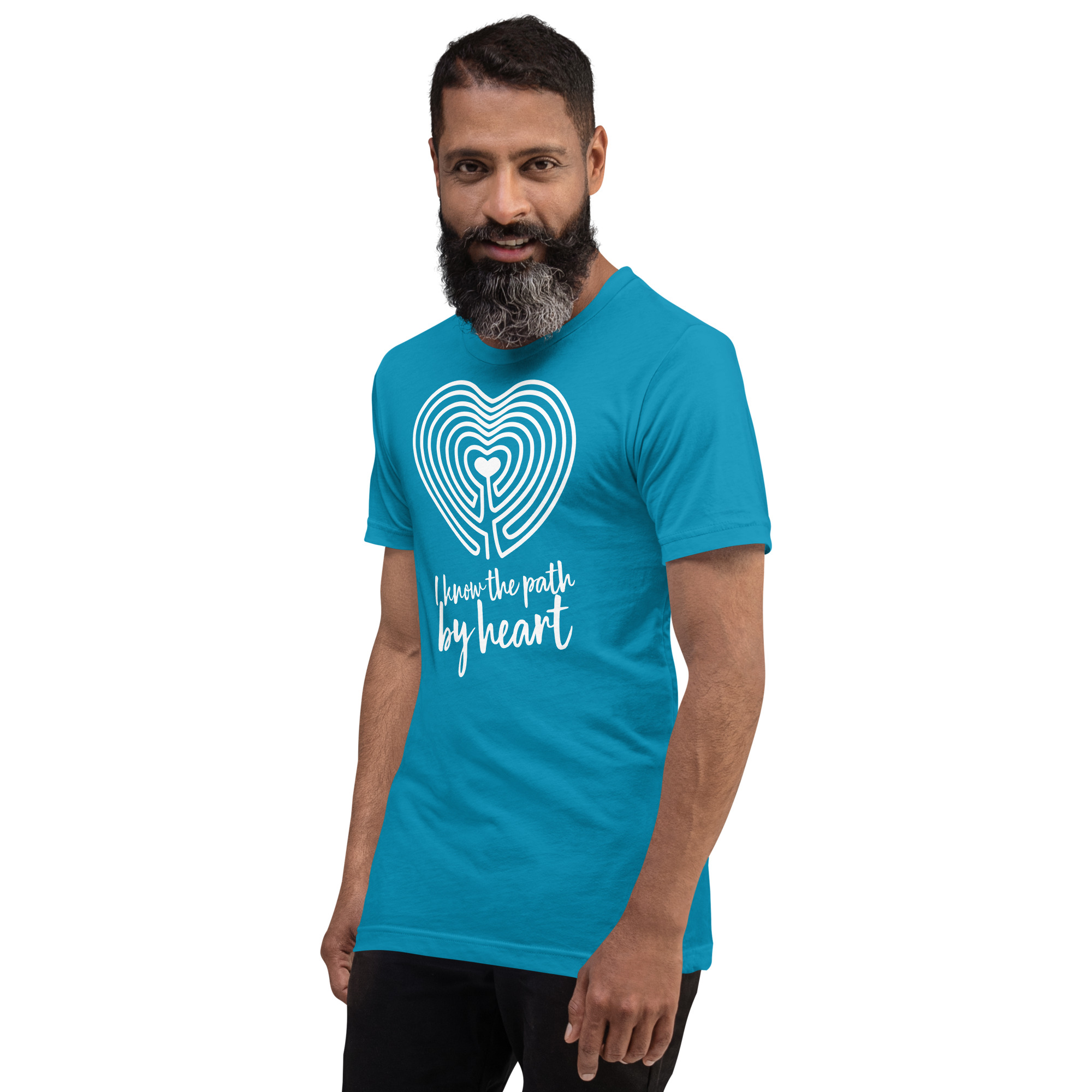 Labyrinth Heart Labyrinth I Know the Path by Heart Unisex-staple-t-shirt-aqua-left-front-696280a8502d2