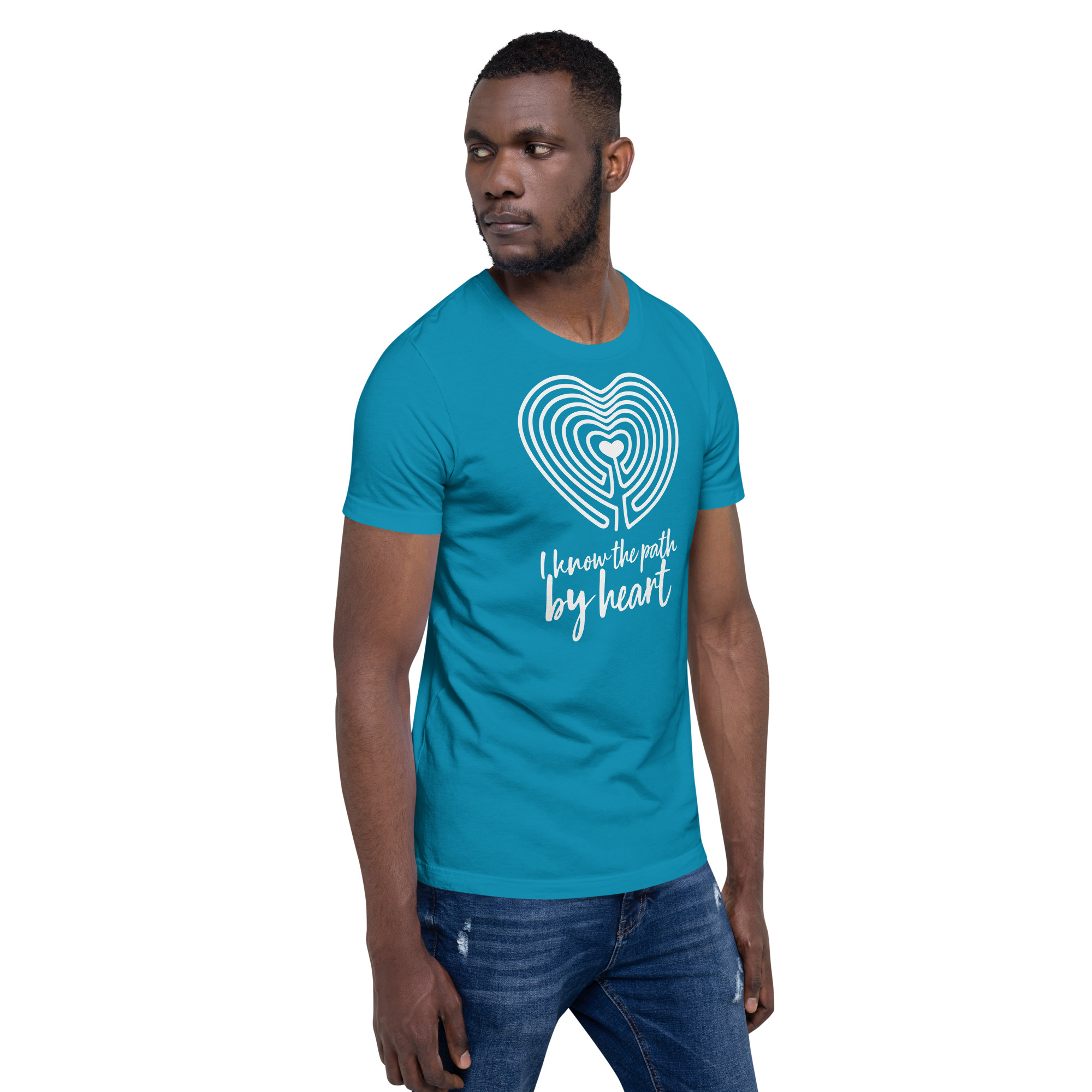 Labyrinth Heart Labyrinth I Know the Path by Heart Unisex-staple-t-shirt-aqua-right-front-696280a84cf18