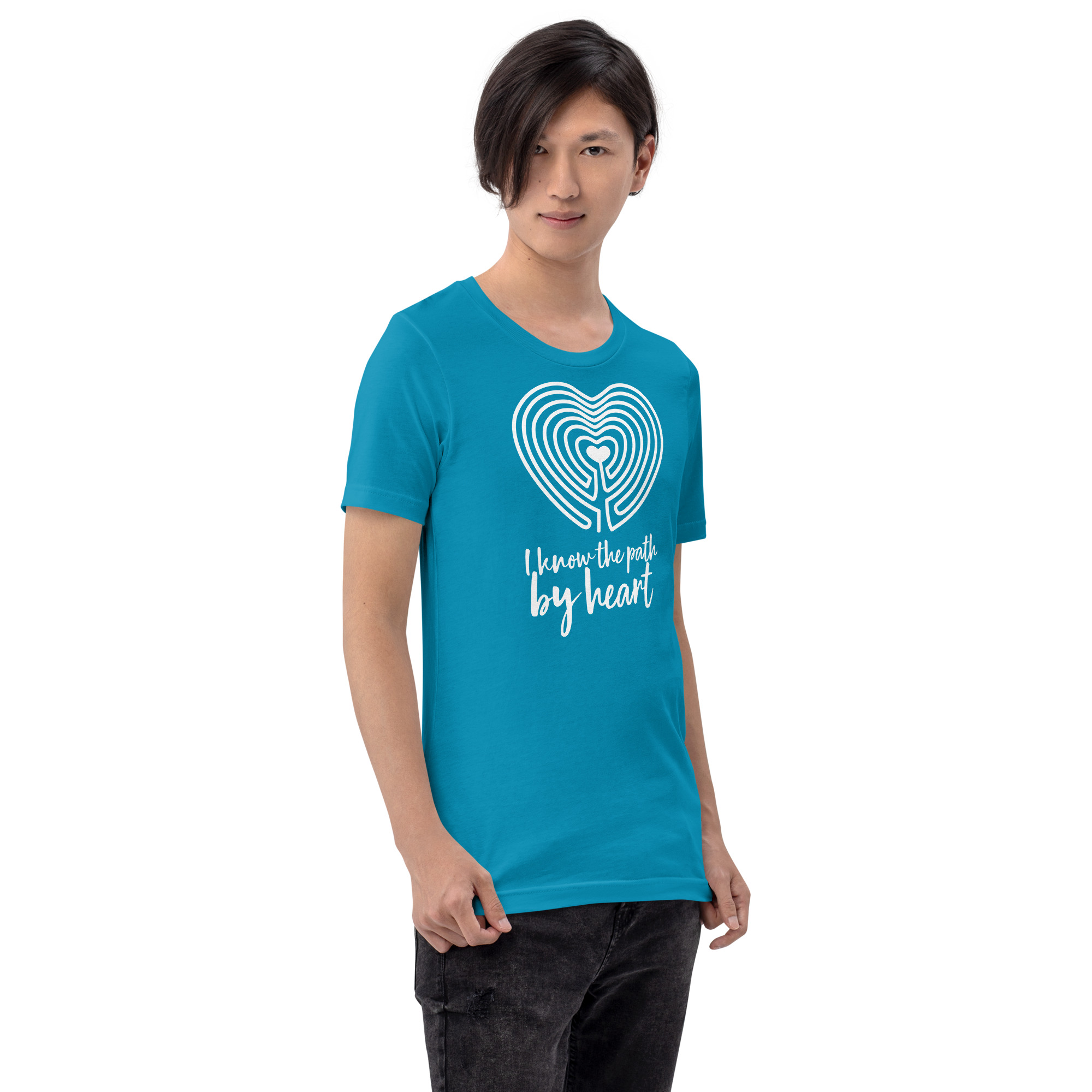 Labyrinth Heart Labyrinth I Know the Path by Heart Unisex-staple-t-shirt-aqua-right-front-696280a84eb97