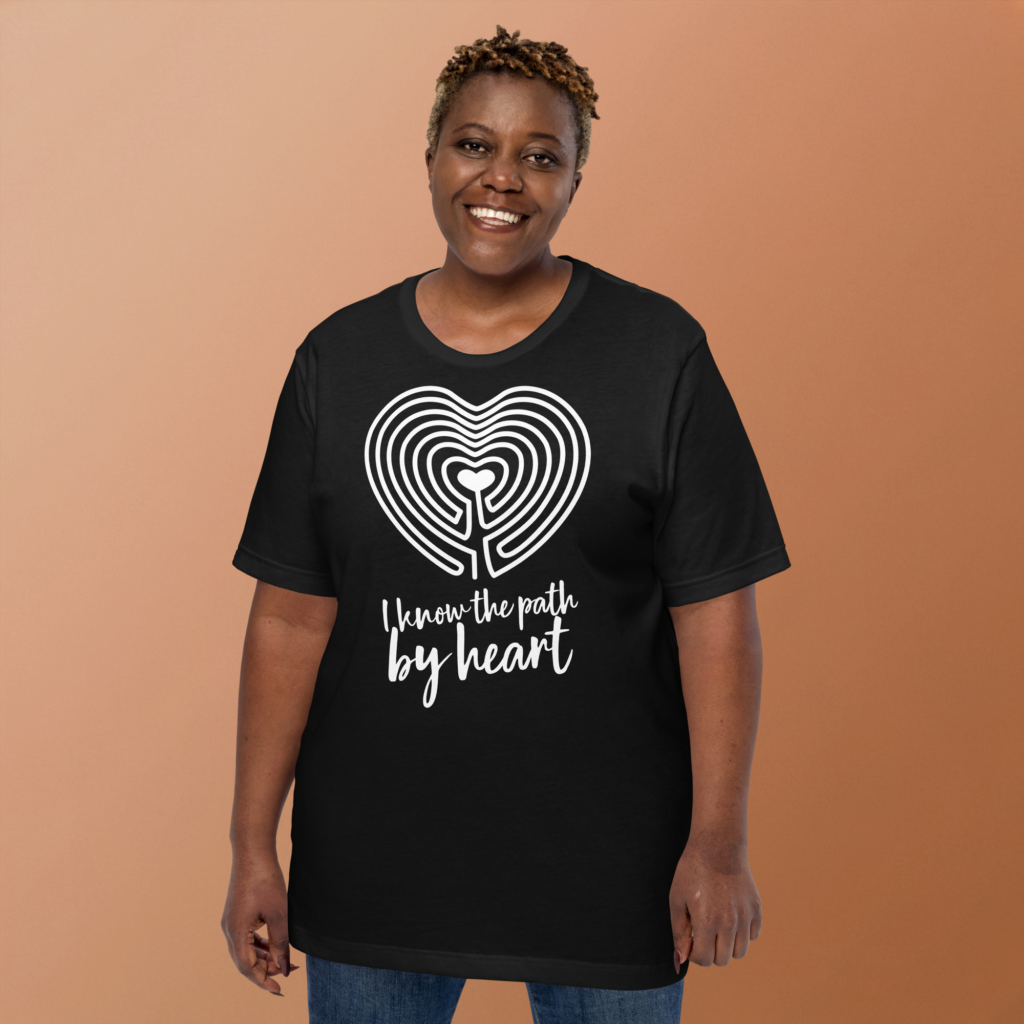 Labyrinth Heart Labyrinth I Know the Path by Heart Unisex-staple-t-shirt-black-front-2-696280e1f3c3c