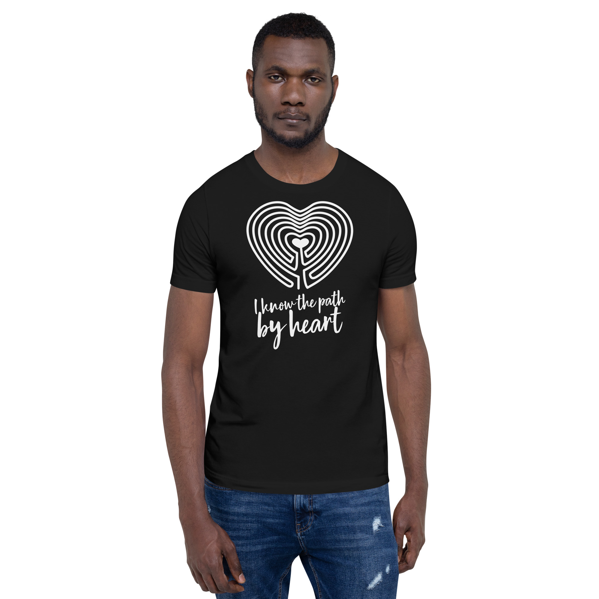 Labyrinth Heart Labyrinth I Know the Path by Heart Unisex-staple-t-shirt-black-front-696280a84bed0