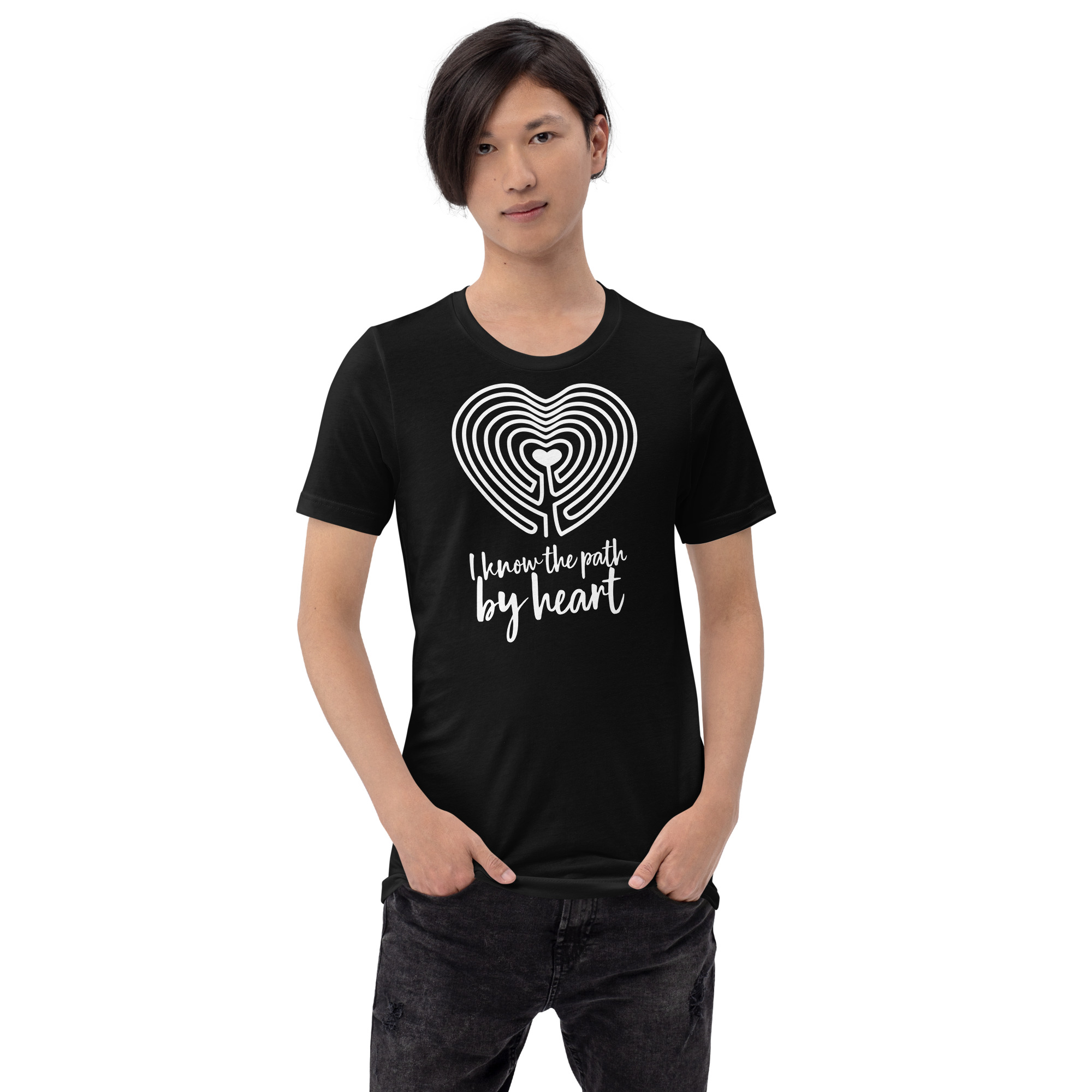 Labyrinth Heart Labyrinth I Know the Path by Heart Unisex-staple-t-shirt-black-front-696280a84d952
