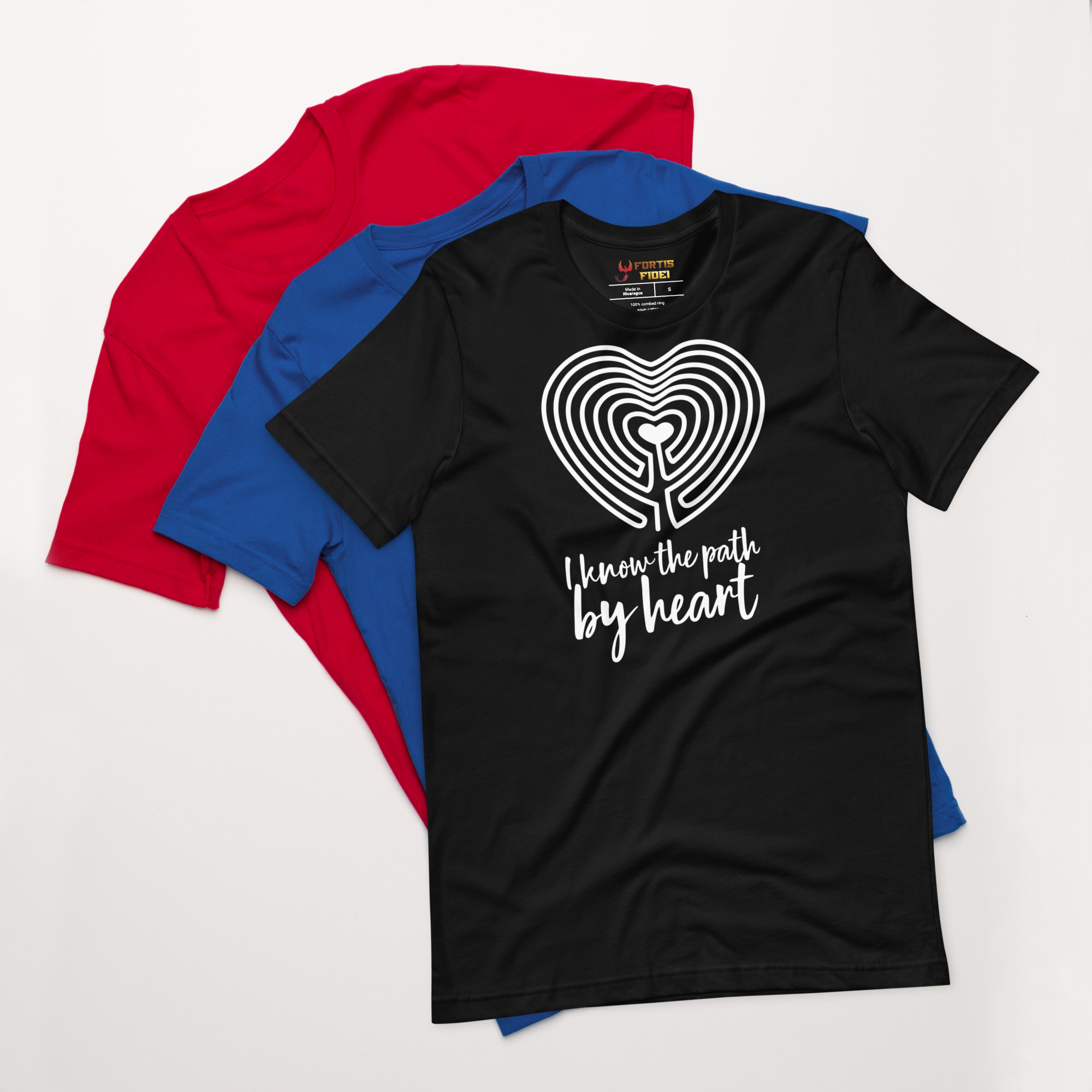 Labyrinth Heart Labyrinth I Know the Path by Heart Unisex-staple-t-shirt-black-front-696280a90fe35