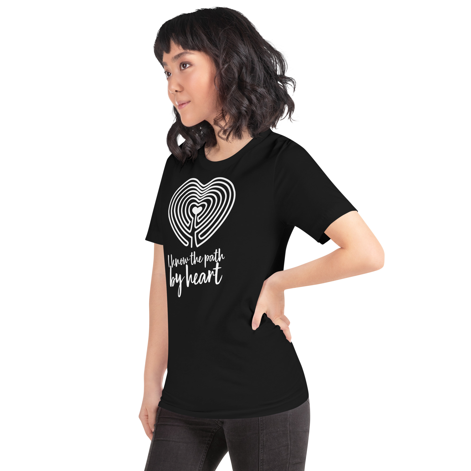 Labyrinth Heart Labyrinth I Know the Path by Heart Unisex-staple-t-shirt-black-left-front-696280a84b0aa
