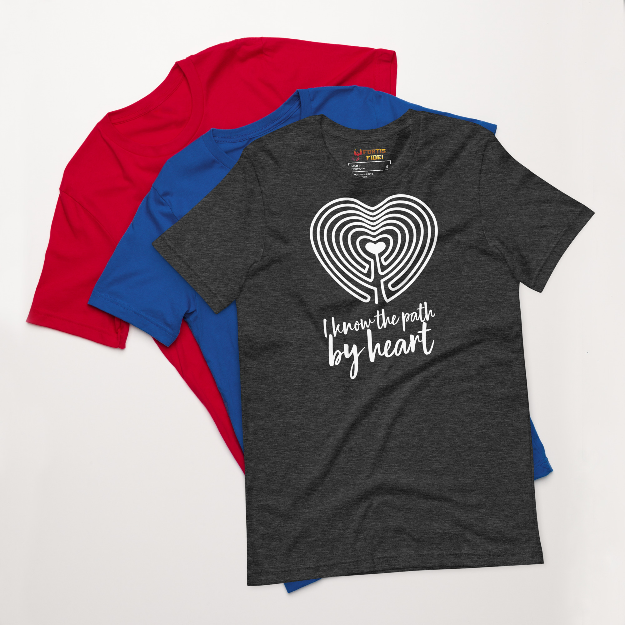 Labyrinth Heart Labyrinth I Know the Path by Heart Unisex-staple-t-shirt-dark-grey-heather-front-696280adb053c
