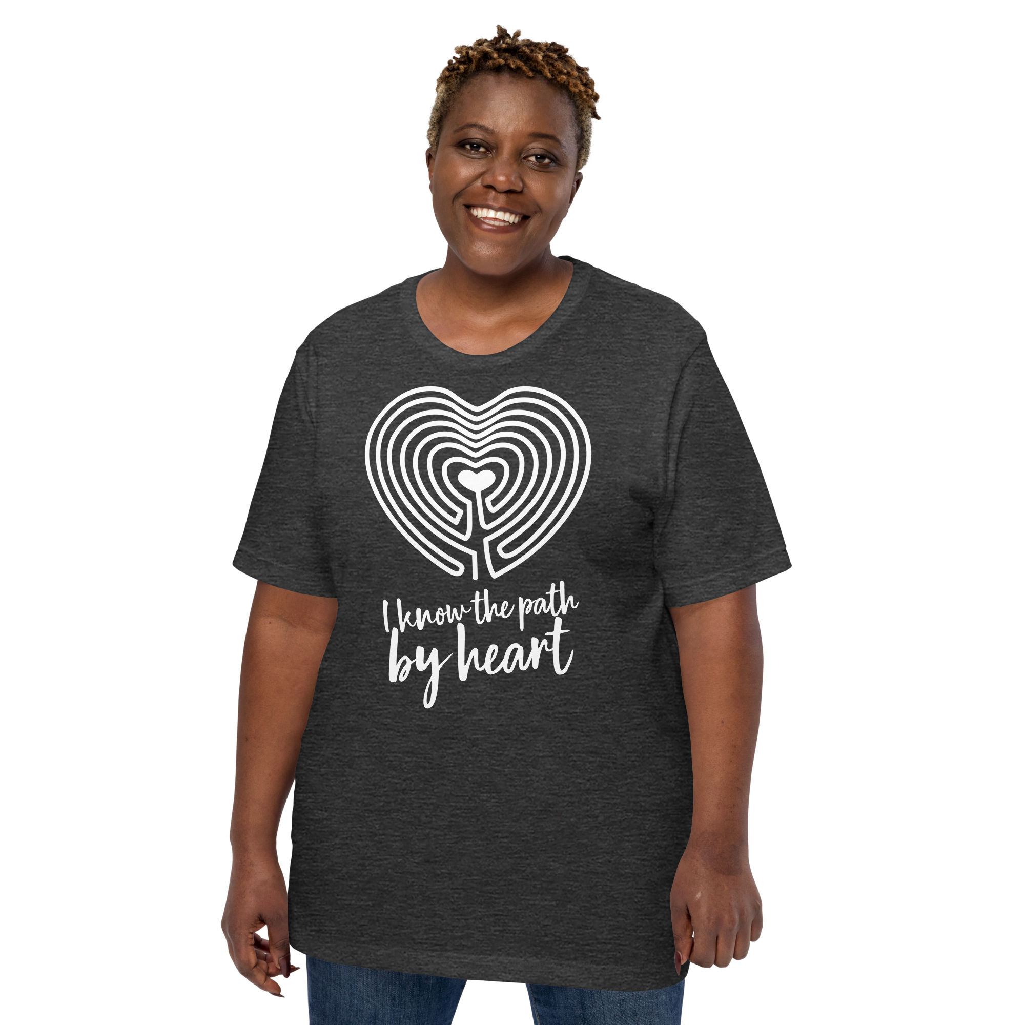 Labyrinth Heart Labyrinth I Know the Path by Heart Unisex-staple-t-shirt-dark-grey-heather-front-696280d5ac45f