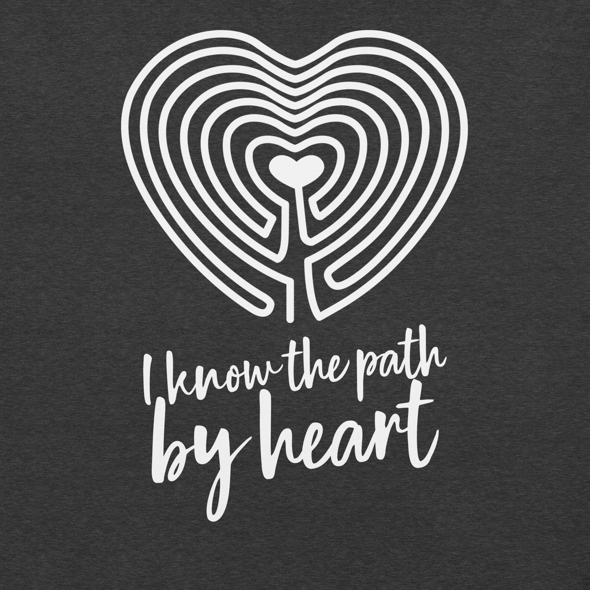 Labyrinth Heart Labyrinth I Know the Path by Heart Unisex-staple-t-shirt-dark-grey-heather-front-696280e1f30d0