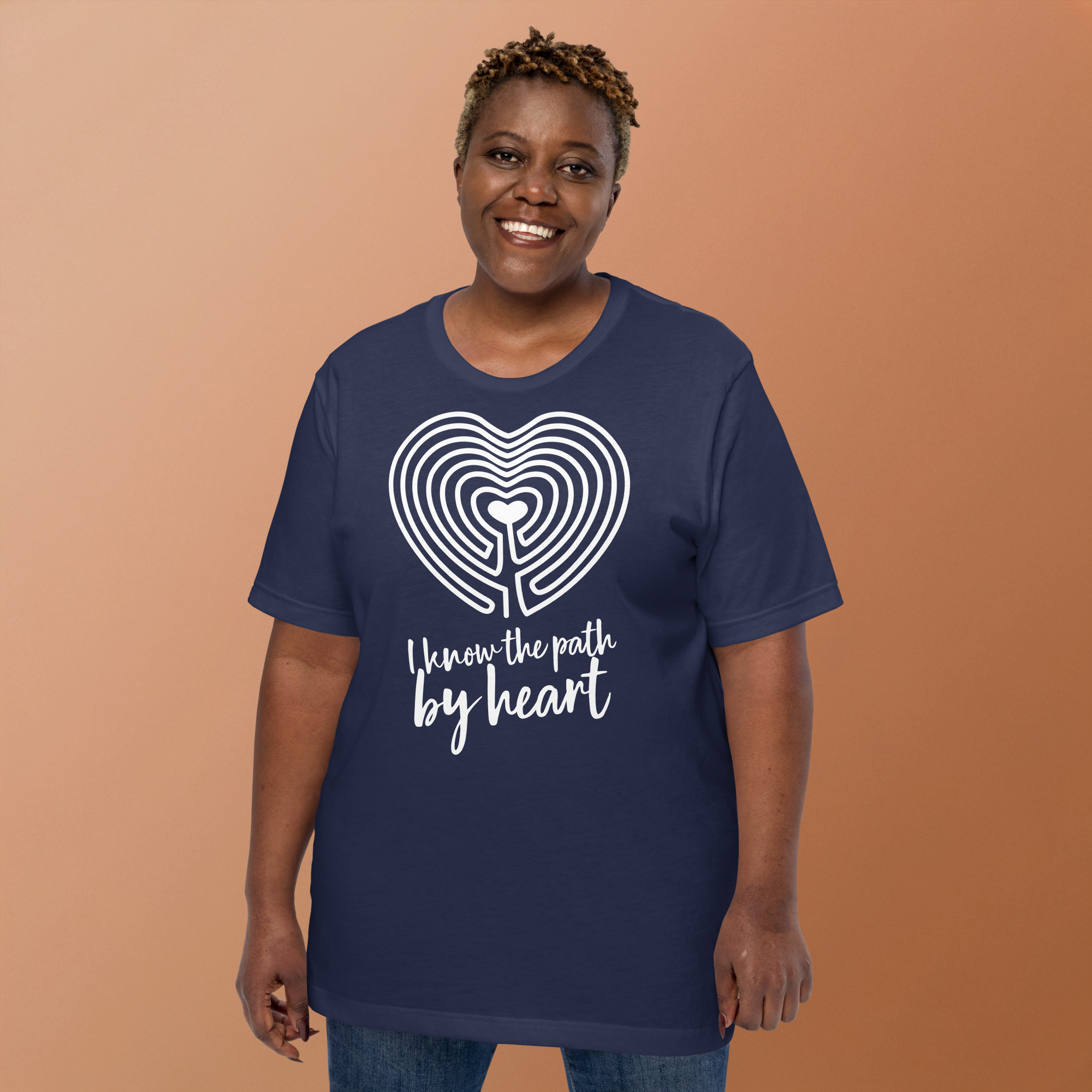 Labyrinth Heart Labyrinth I Know the Path by Heart Unisex-staple-t-shirt-navy-front-2-696280e1f3ee2