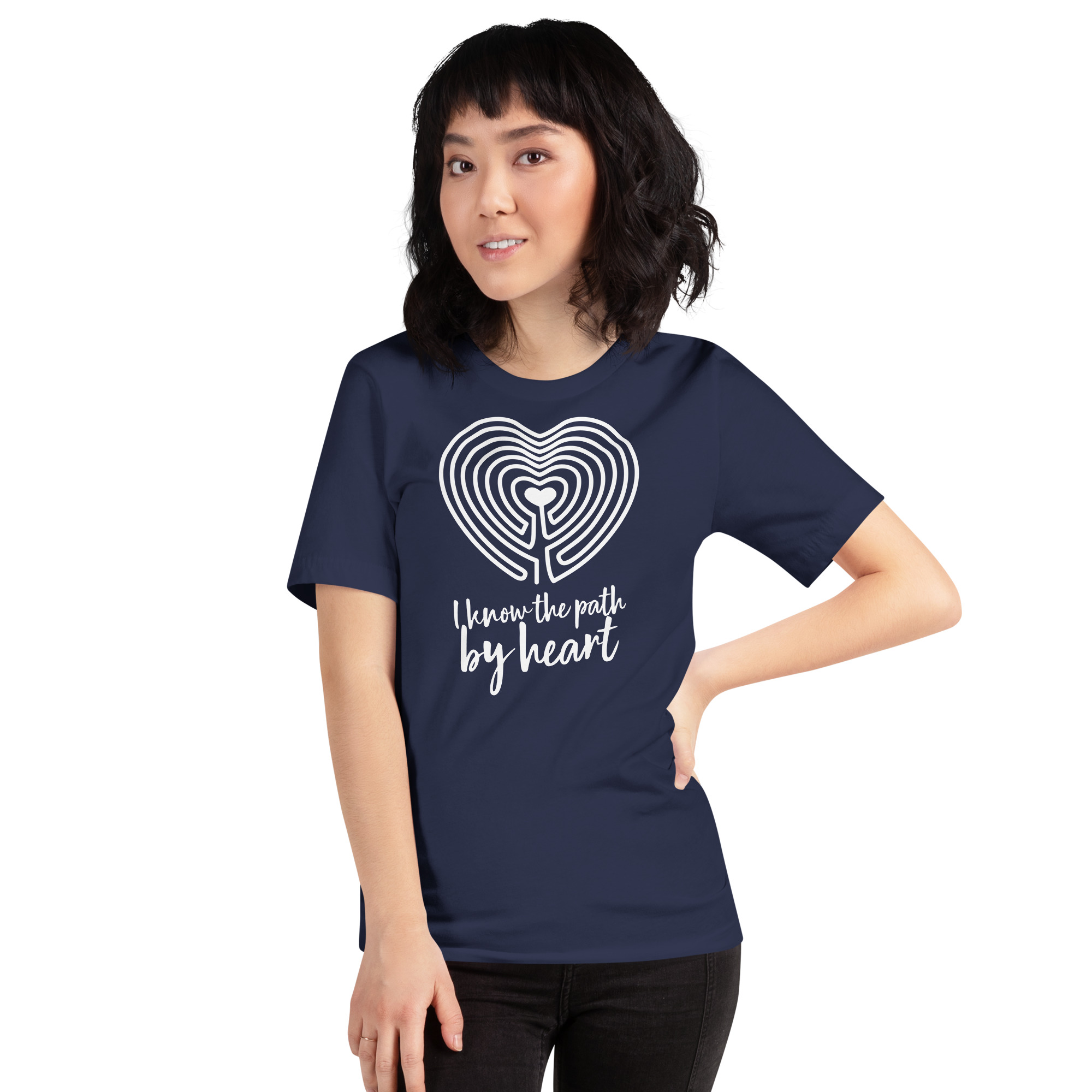 Labyrinth Heart Labyrinth I Know the Path by Heart Unisex-staple-t-shirt-navy-front-696280a84a763