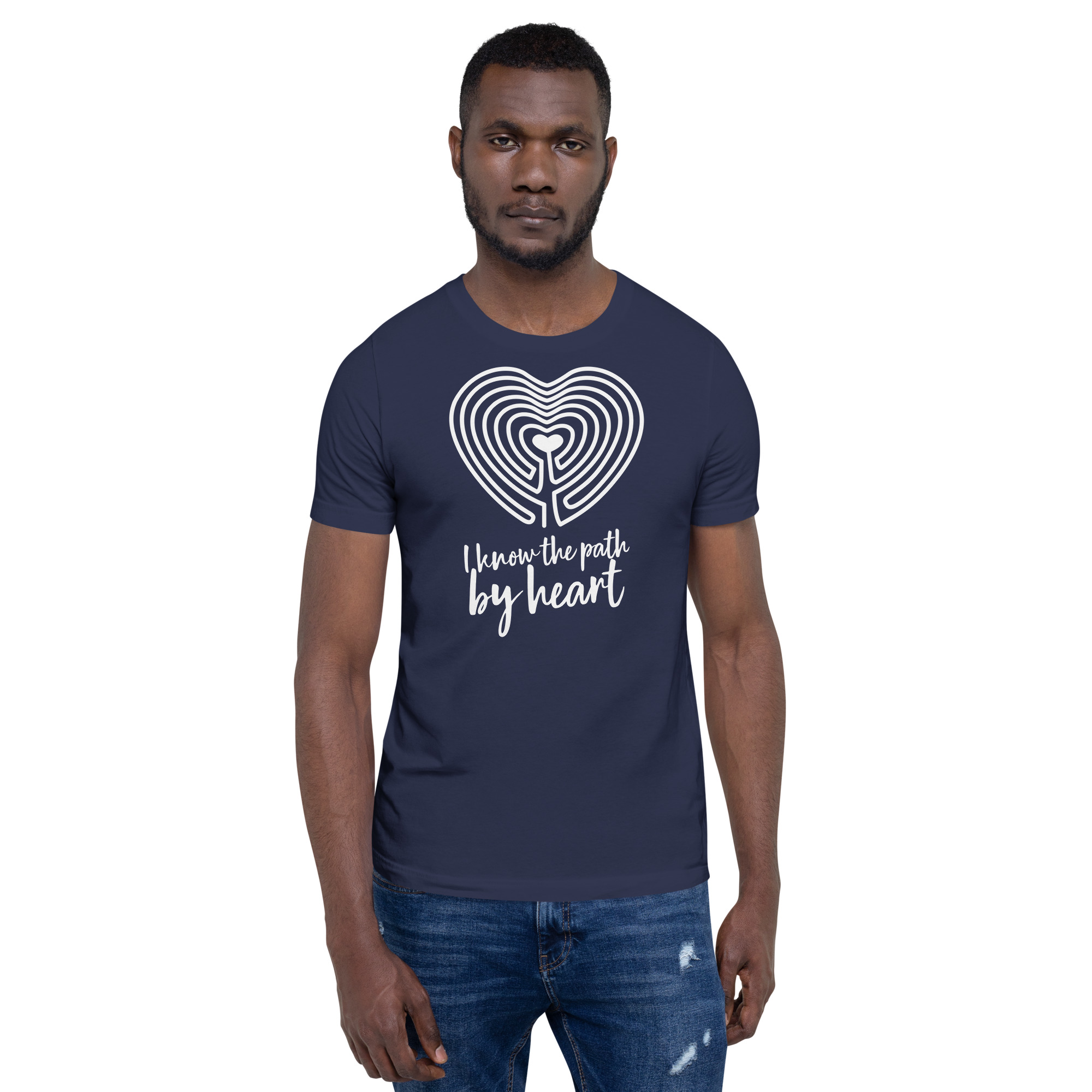 Labyrinth Heart Labyrinth I Know the Path by Heart Unisex-staple-t-shirt-navy-front-696280a84c0da