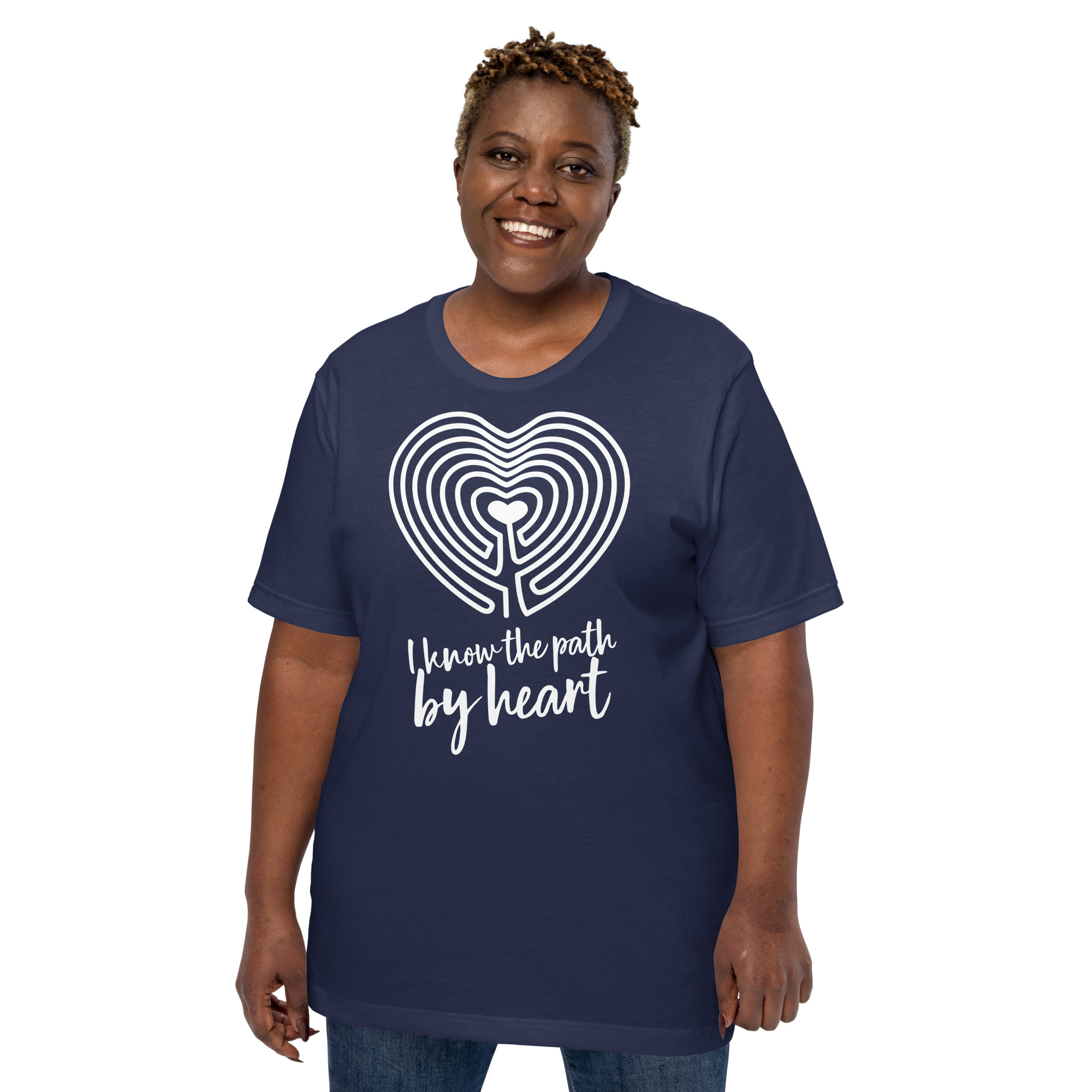 Labyrinth Heart Labyrinth I Know the Path by Heart Unisex-staple-t-shirt-navy-front-696280d5ac514