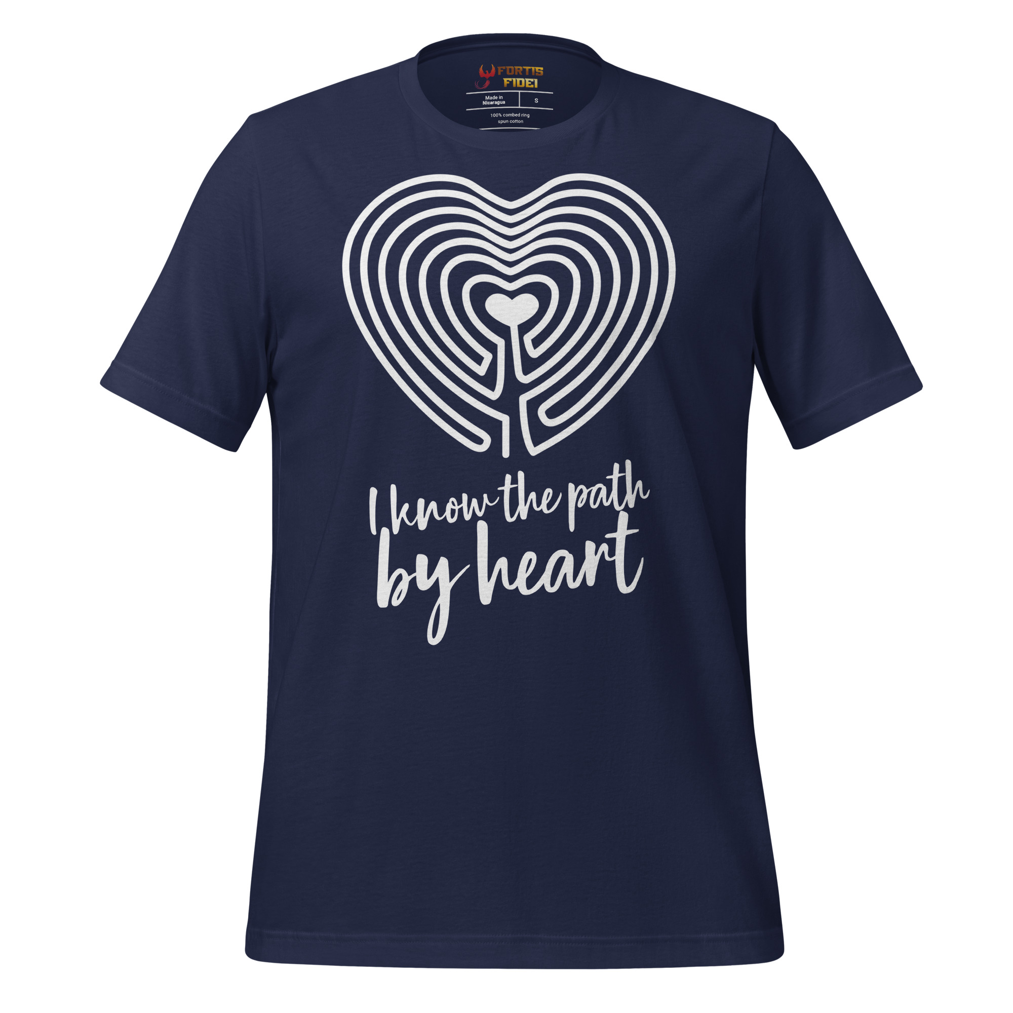 Labyrinth Heart Labyrinth I Know the Path by Heart Unisex-staple-t-shirt-navy-front-696280dc6916d