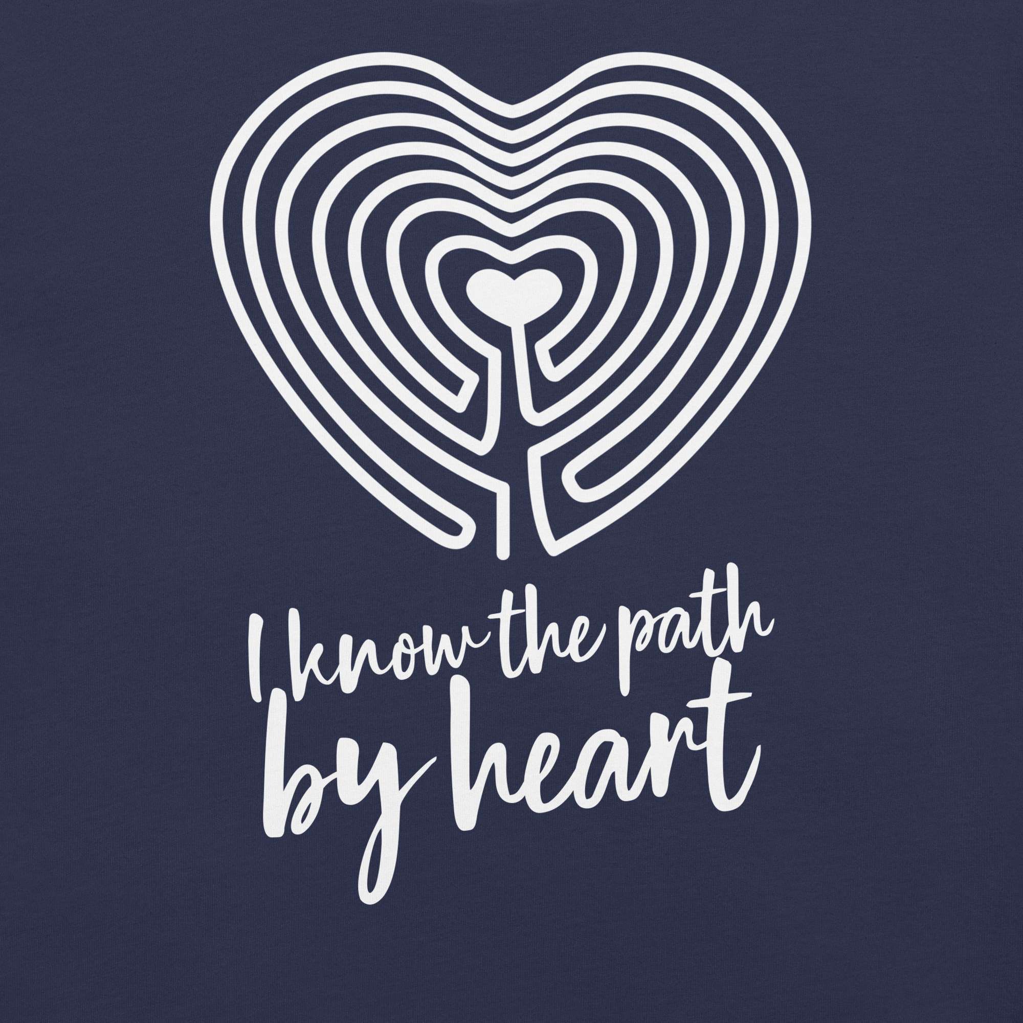 Labyrinth Heart Labyrinth I Know the Path by Heart Unisex-staple-t-shirt-navy-front-696280e1f3203