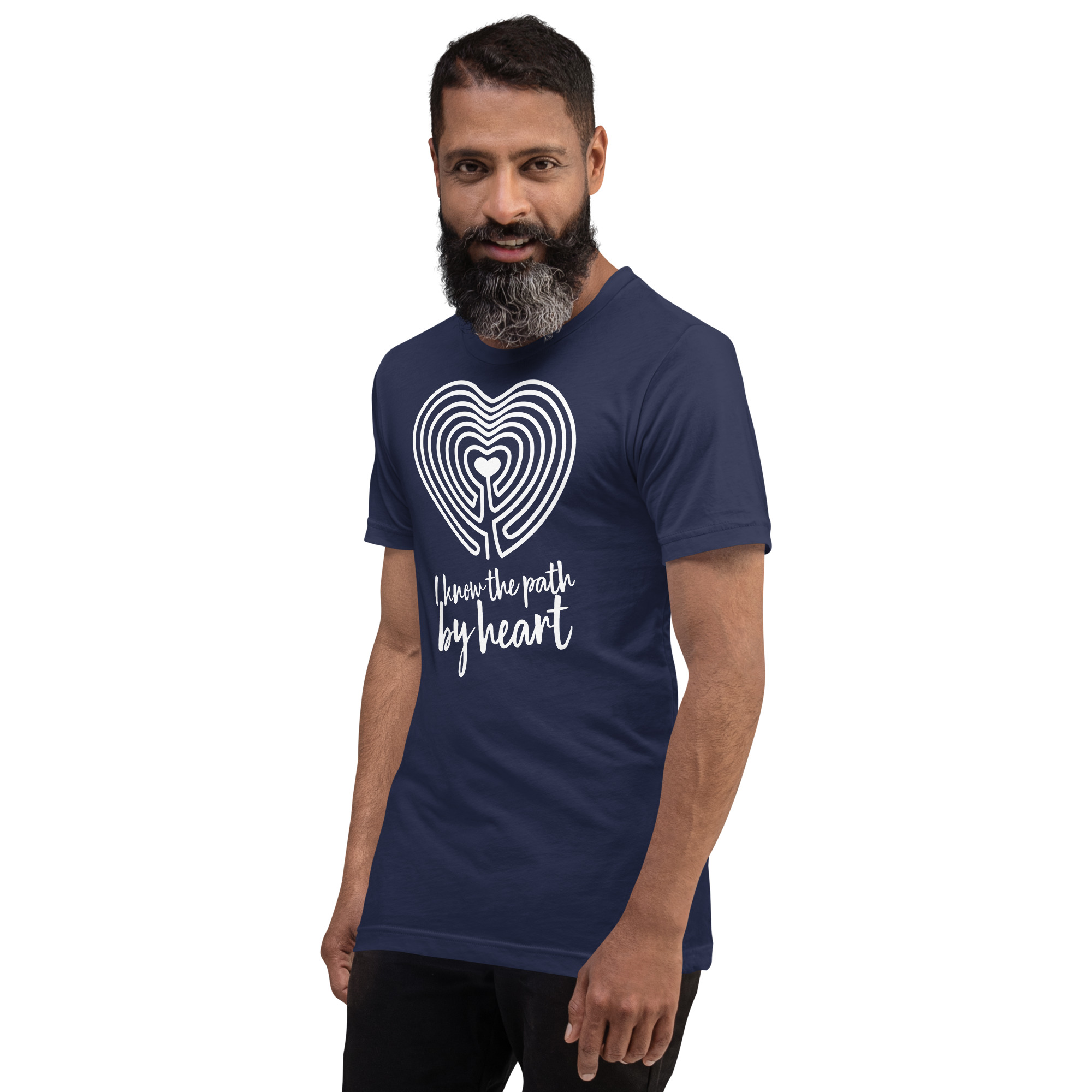 Labyrinth Heart Labyrinth I Know the Path by Heart Unisex-staple-t-shirt-navy-left-front-696280a850444