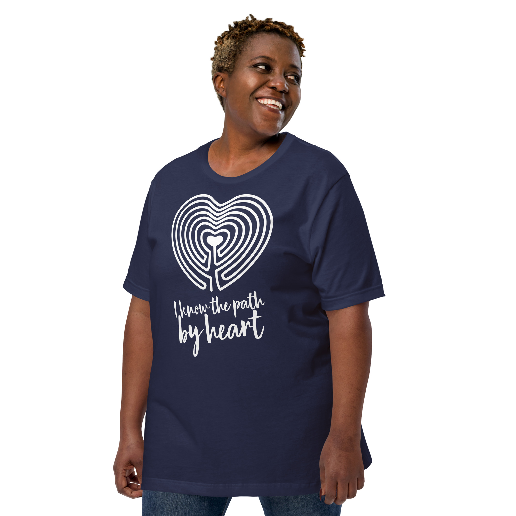 Labyrinth Heart Labyrinth I Know the Path by Heart Unisex-staple-t-shirt-navy-left-front-696280d5abe0d