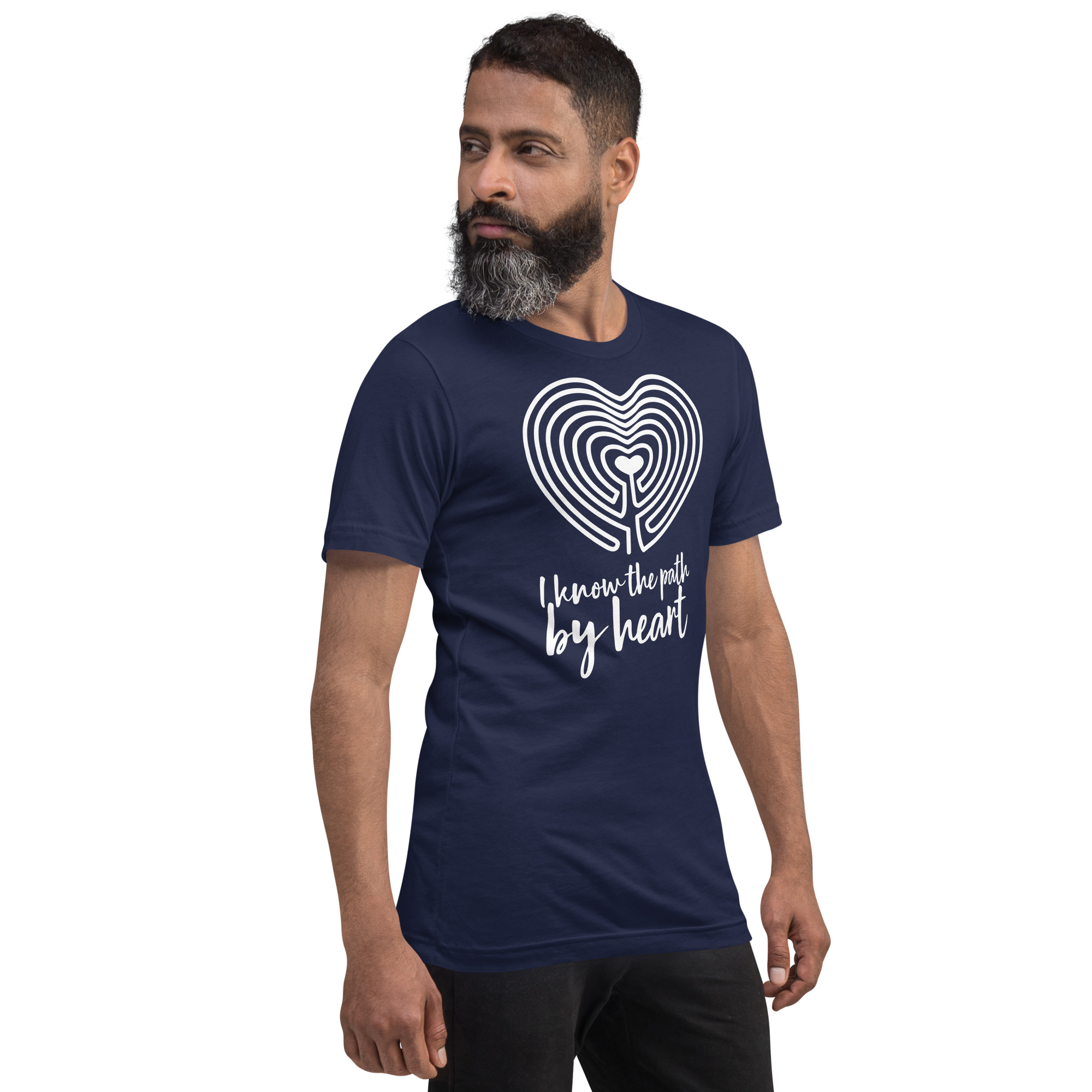 Labyrinth Heart Labyrinth I Know the Path by Heart Unisex-staple-t-shirt-navy-right-front-696280a850ed3