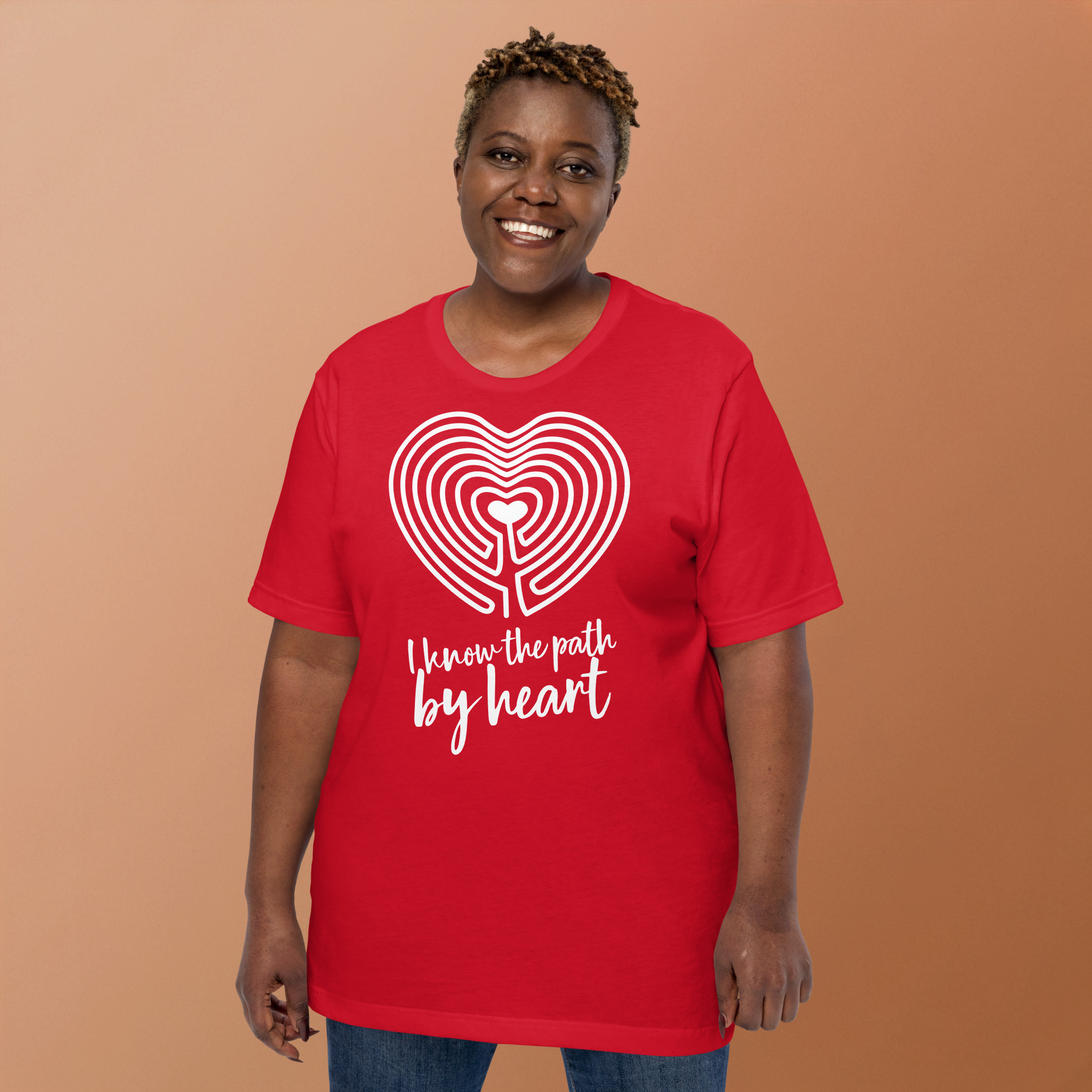 Labyrinth Heart Labyrinth I Know the Path by Heart Unisex-staple-t-shirt-red-front-2-696280e1f401e