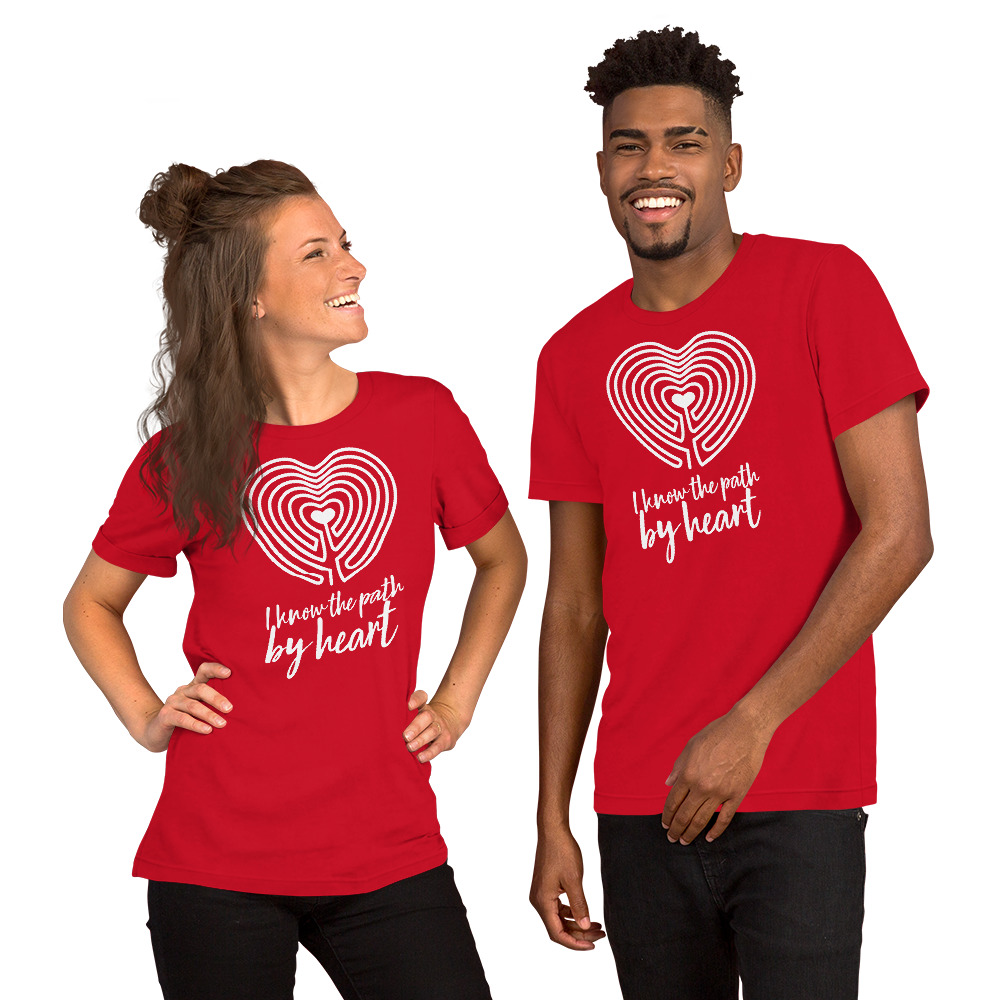 Labyrinth Heart Labyrinth I Know the Path by Heart Unisex-staple-t-shirt-red-front-696280a8499b4
