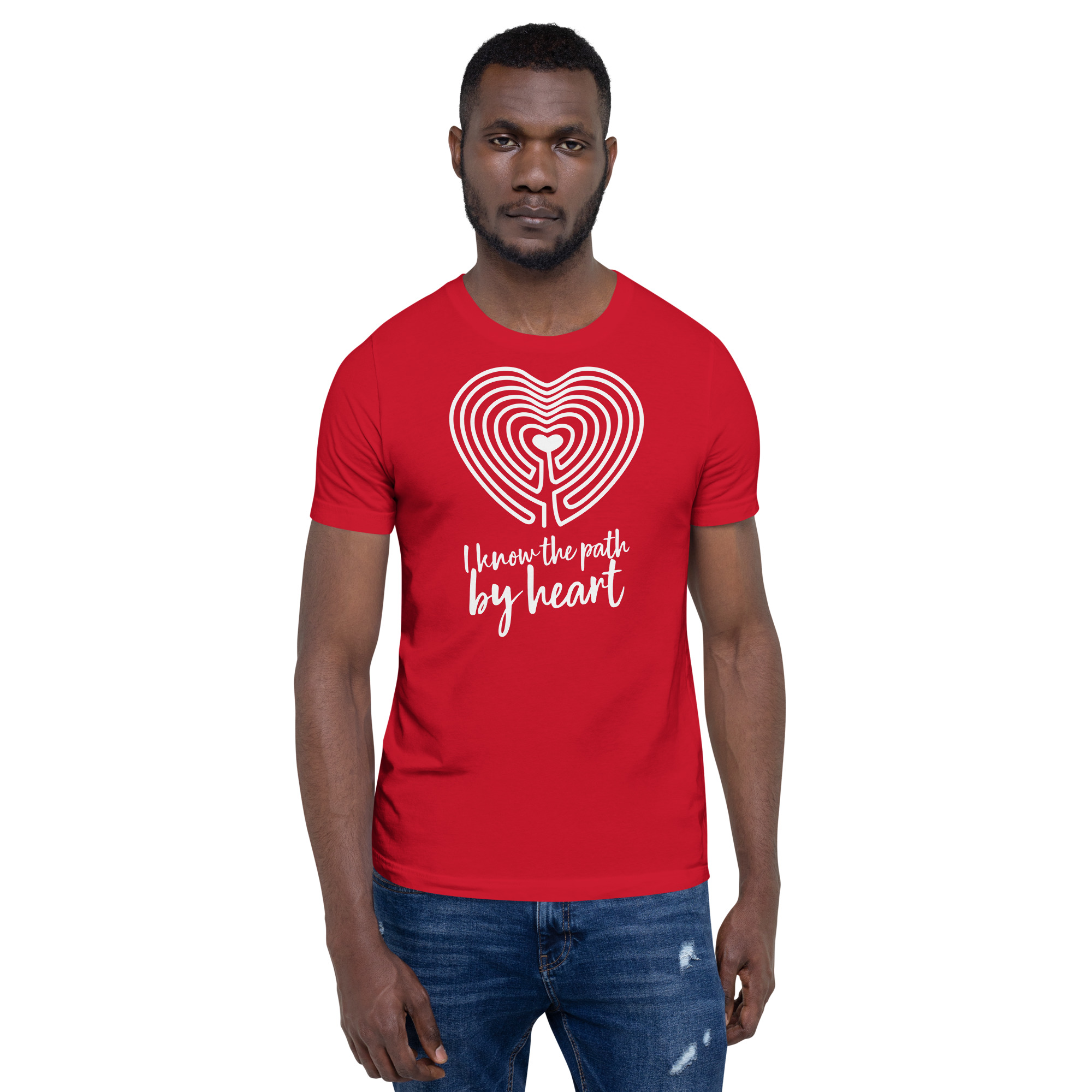 Labyrinth Heart Labyrinth I Know the Path by Heart Unisex-staple-t-shirt-red-front-696280a84c18e