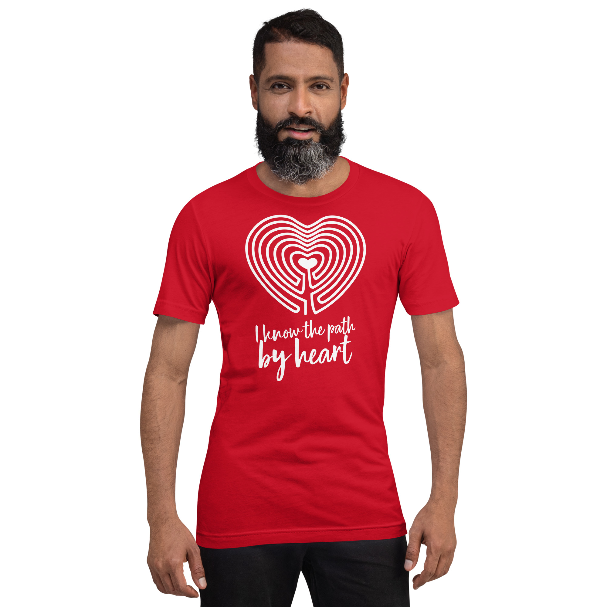 Labyrinth Heart Labyrinth I Know the Path by Heart Unisex-staple-t-shirt-red-front-696280a84f9e2