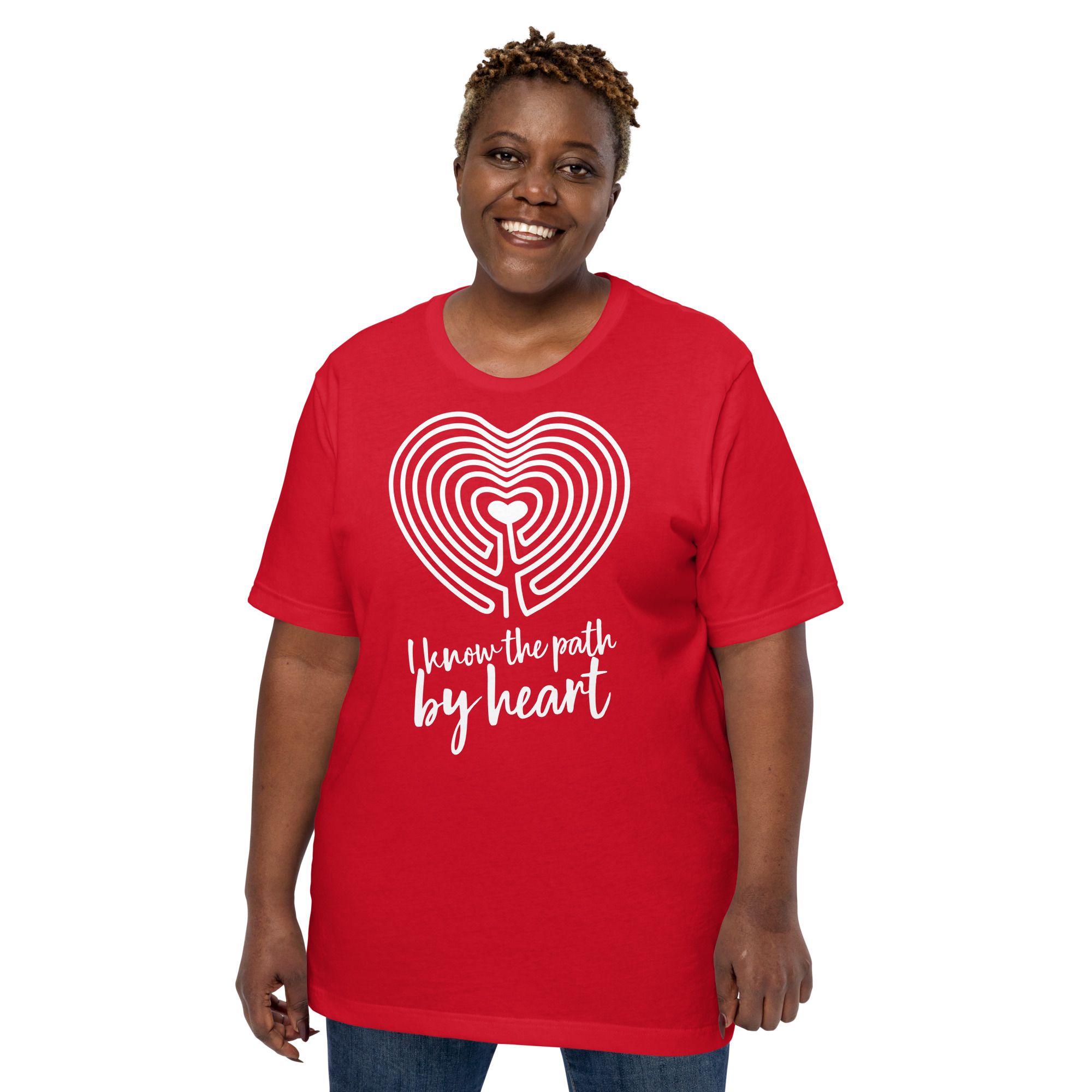 Labyrinth Heart Labyrinth I Know the Path by Heart Unisex-staple-t-shirt-red-front-696280d5ac5c4