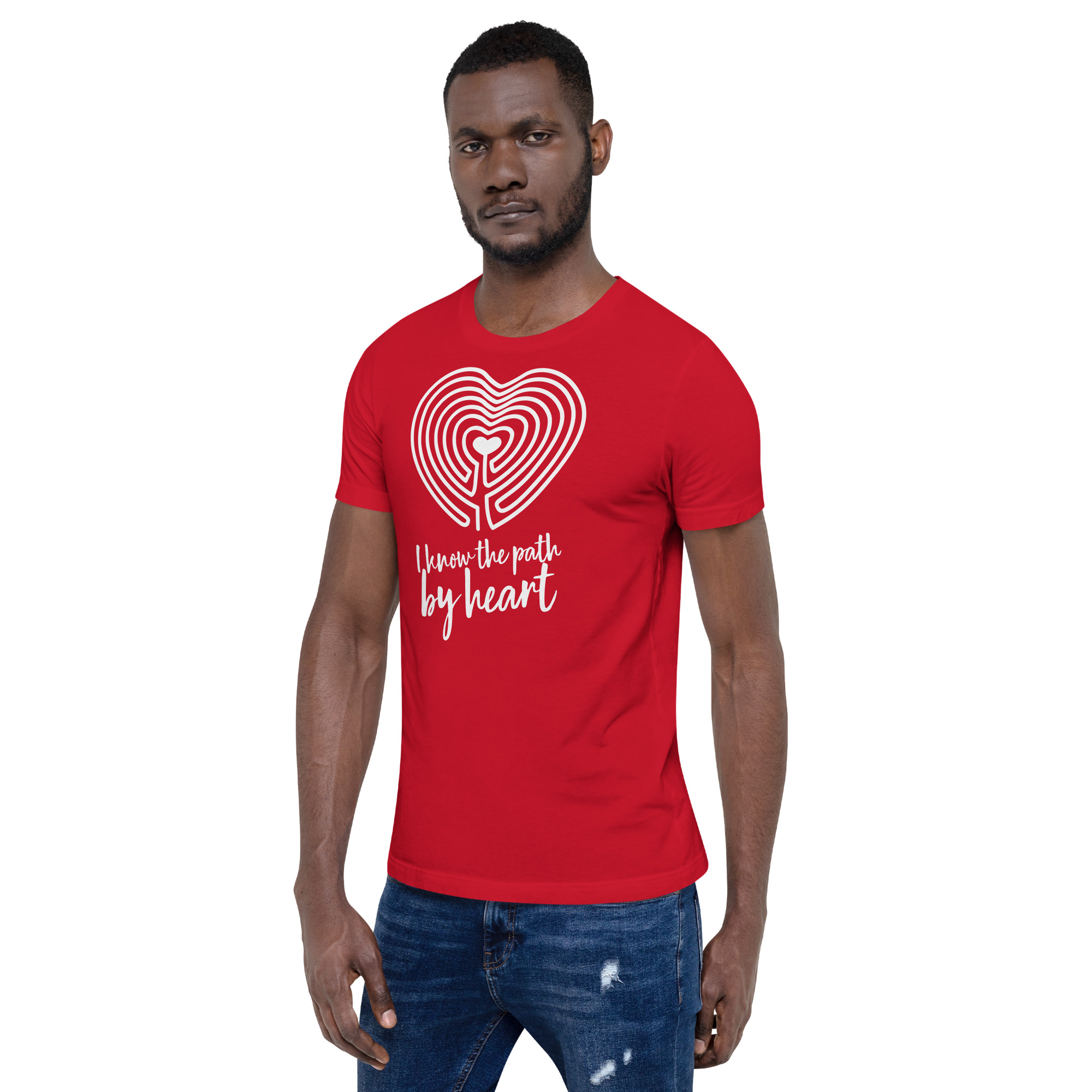 Labyrinth Heart Labyrinth I Know the Path by Heart Unisex-staple-t-shirt-red-left-front-696280a84c80a