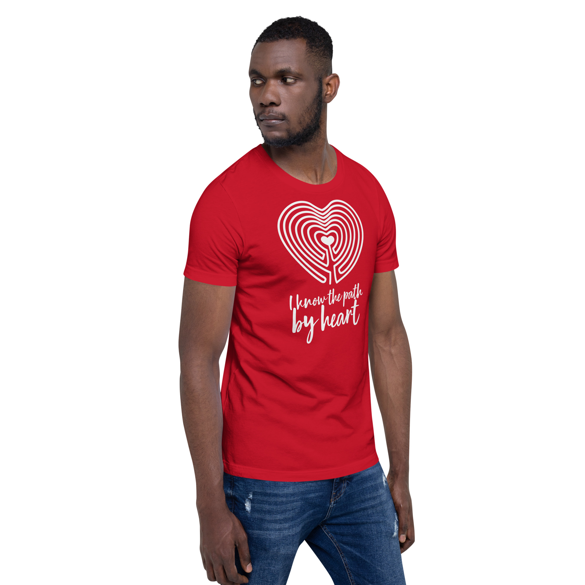 Labyrinth Heart Labyrinth I Know the Path by Heart Unisex-staple-t-shirt-red-right-front-696280a84d1de