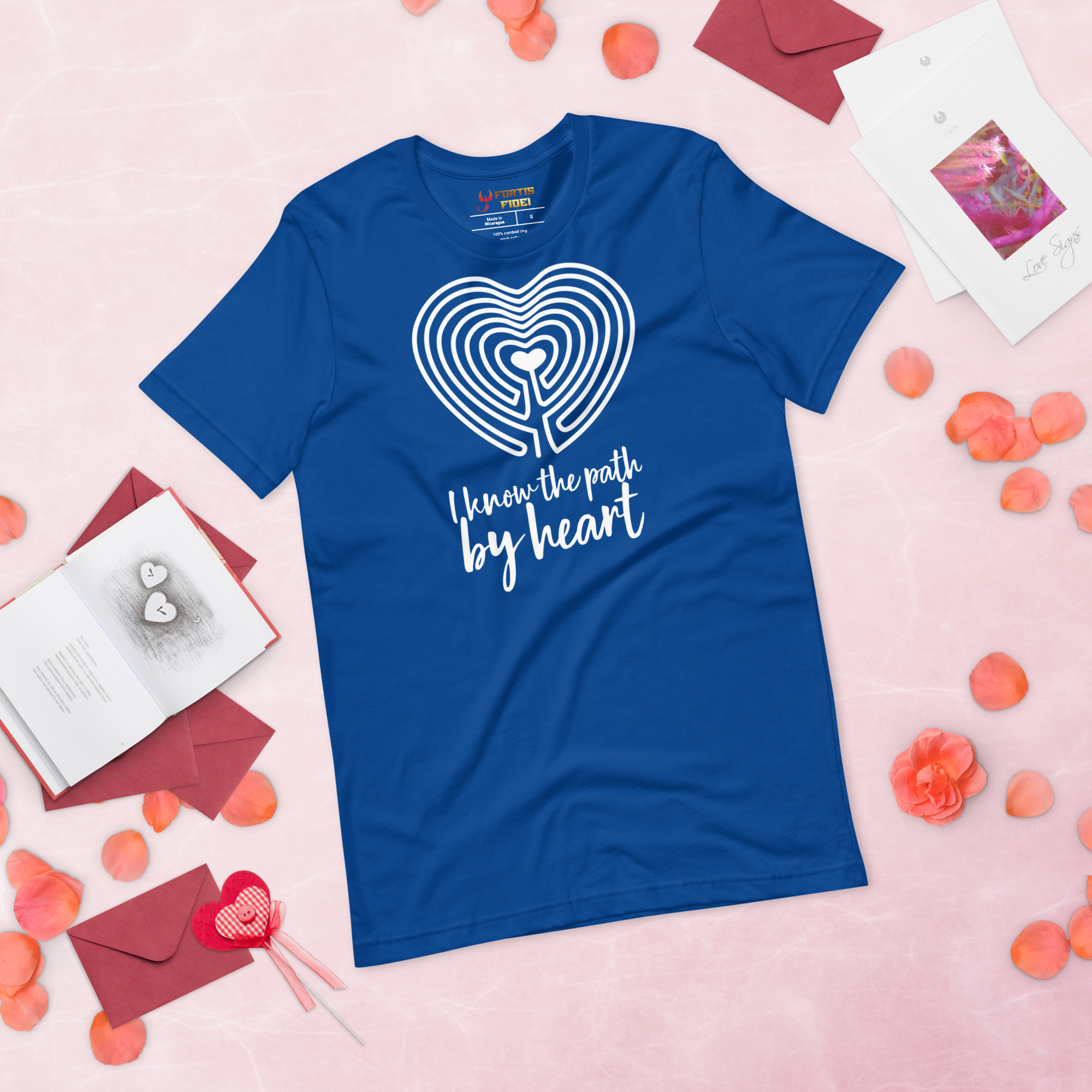 Labyrinth Heart Labyrinth I Know the Path by Heart Unisex-staple-t-shirt-true-royal-front-696280bb3f483