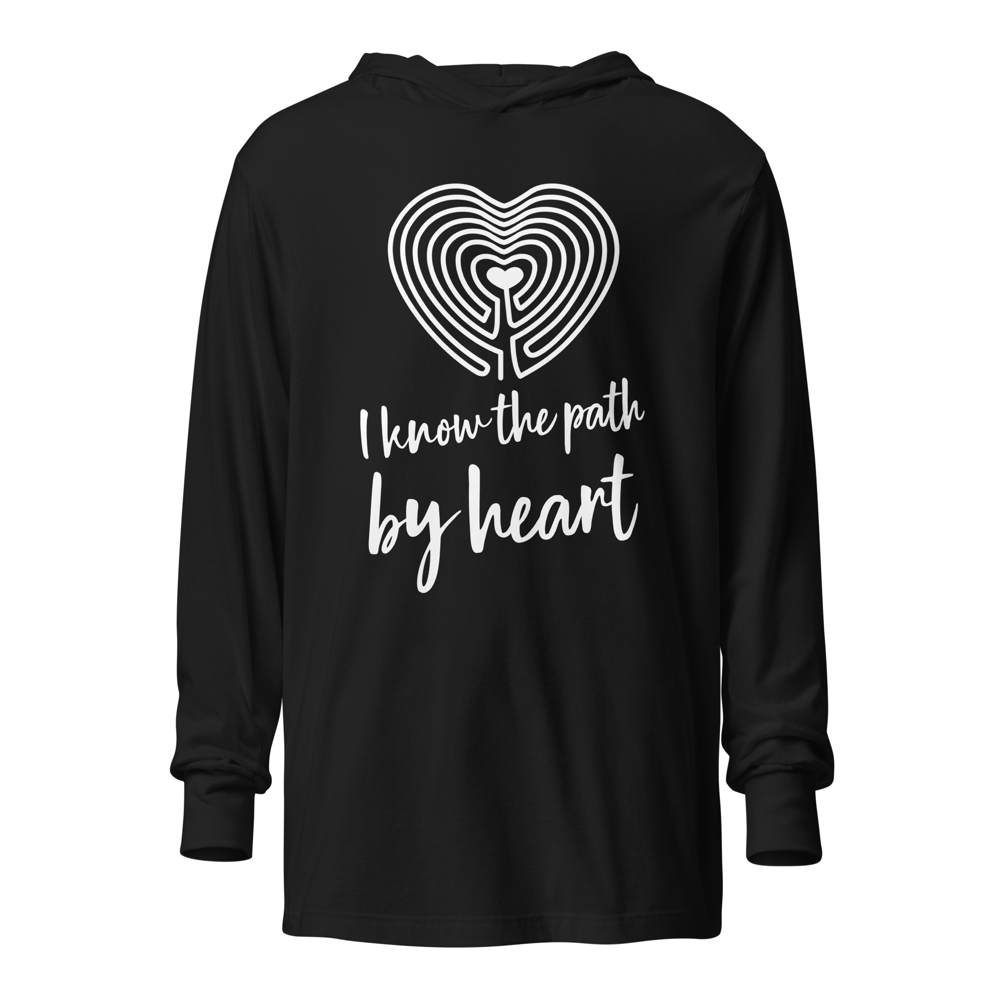 Labyrinth Heart labyrinth I Know the Path by Heart Hooded long-sleeve tee-black-front-6962906d8be7e