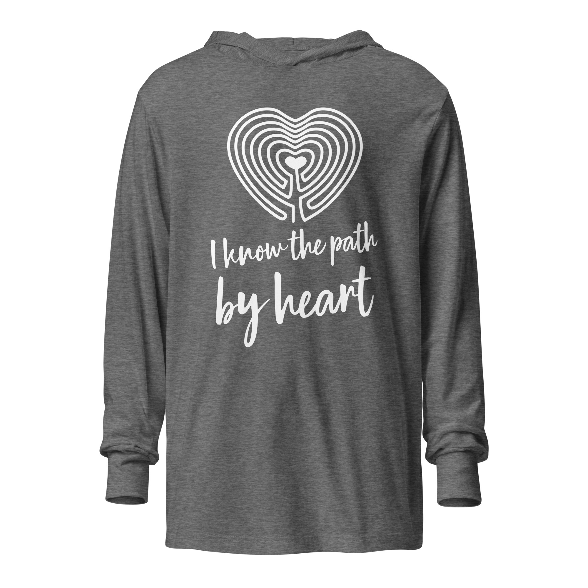 Labyrinth Heart labyrinth I Know the Path by Heart Hooded long-sleeve tee-grey-triblend-front-6962906d8c0d7