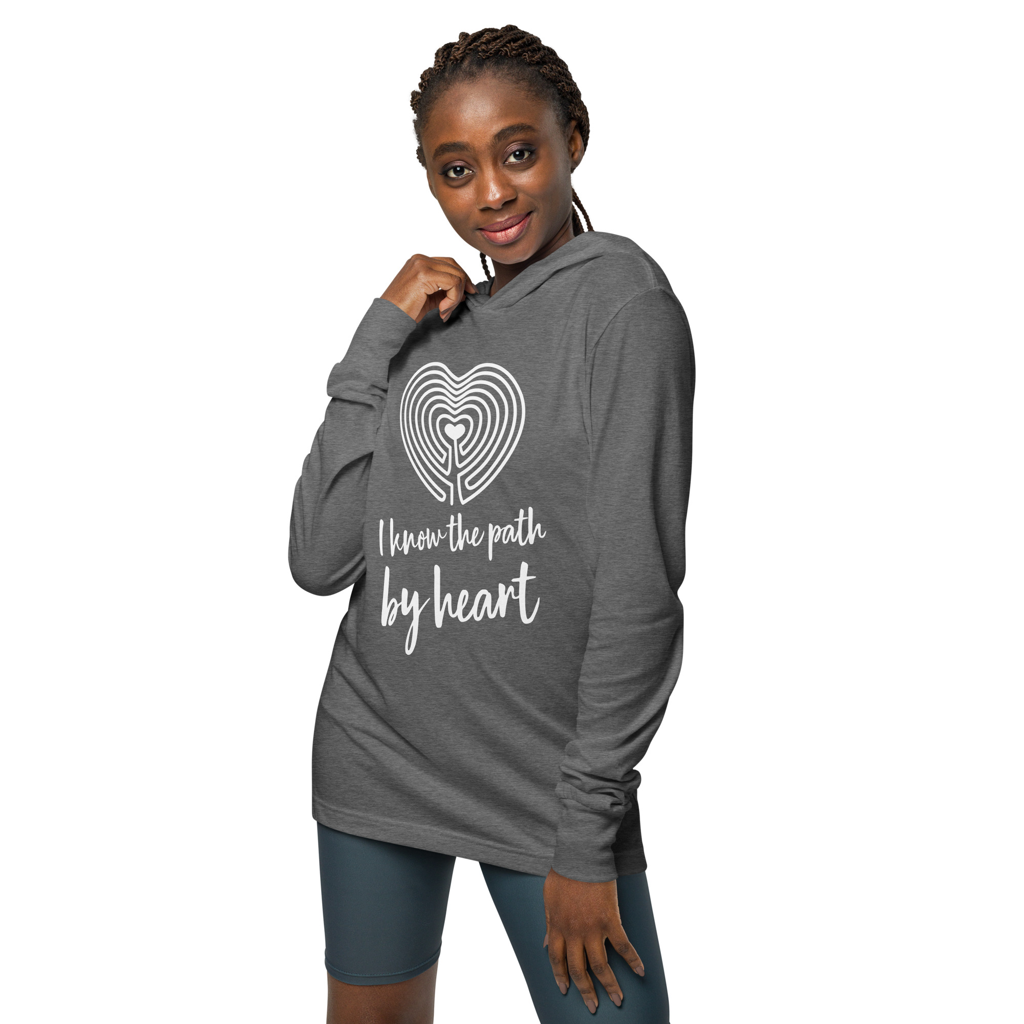 Labyrinth Heart labyrinth I Know the Path by Heart Hooded long-sleeve tee-grey-triblend-front-6962906d8d533