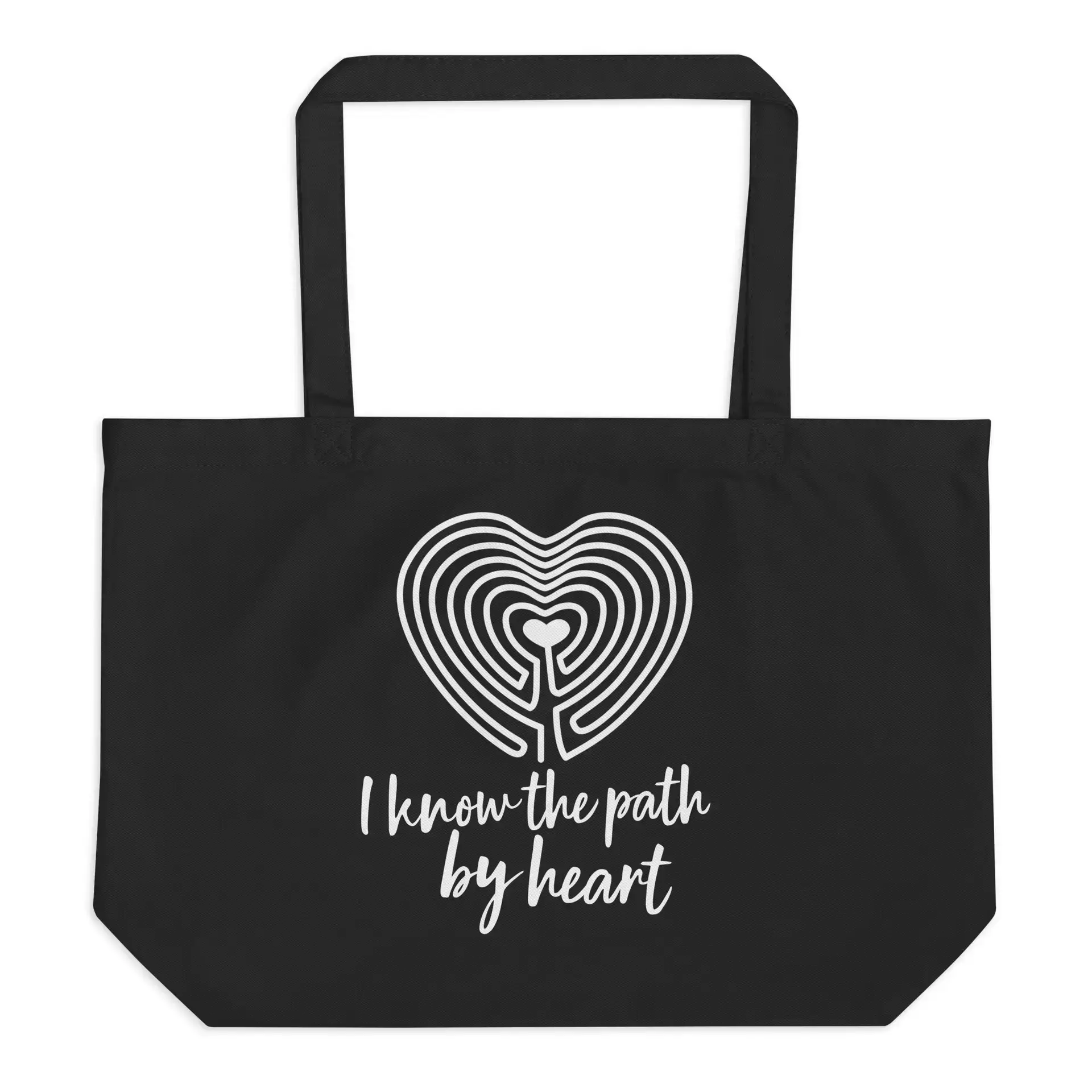 Labyrinth Heart labyrinth I know the Path by Heart Large organic tote bag