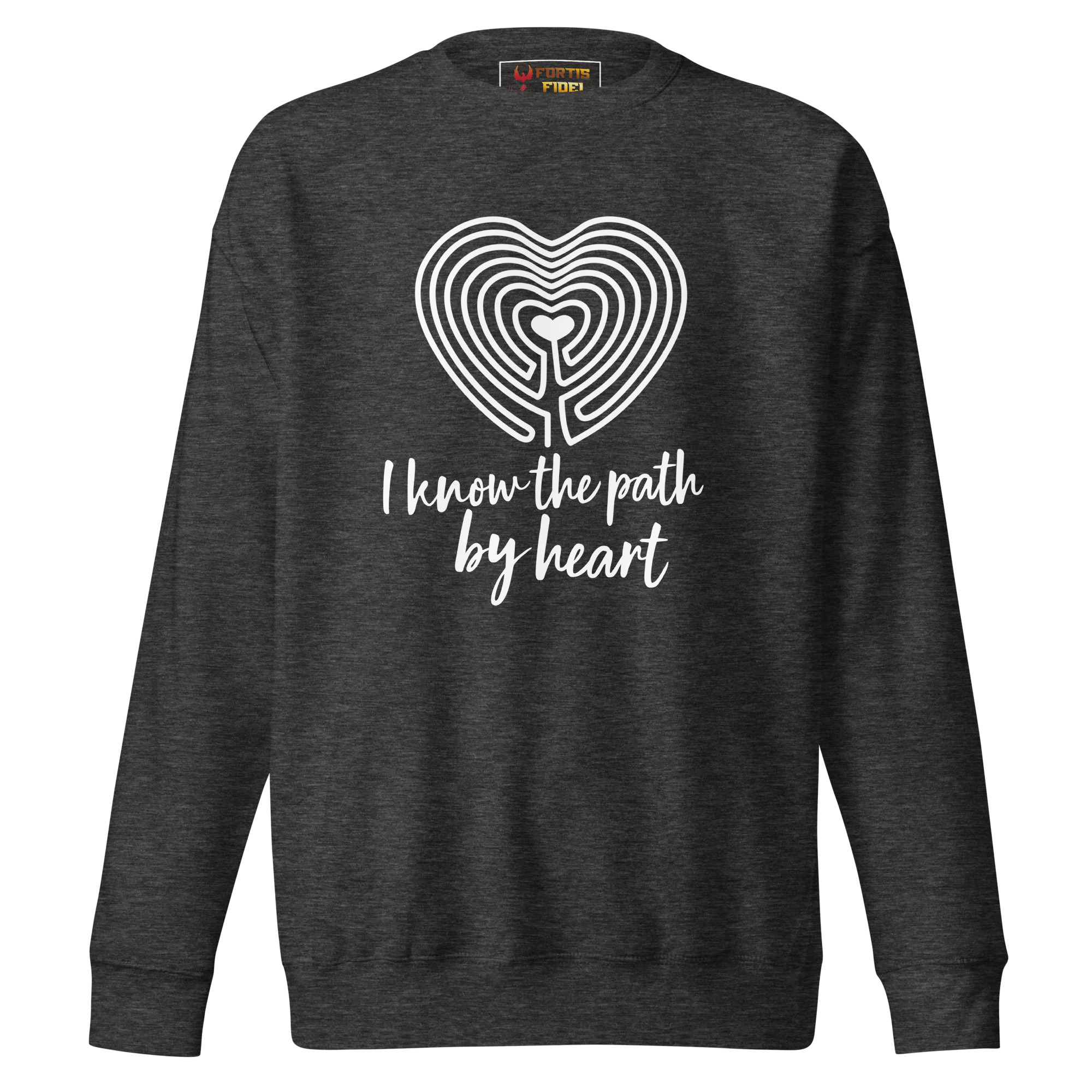 Labyrinth Heart labyrinth I know the Path by Heart Sweatshirt-sweatshirt-charcoal-heather-front-69627deb607f7