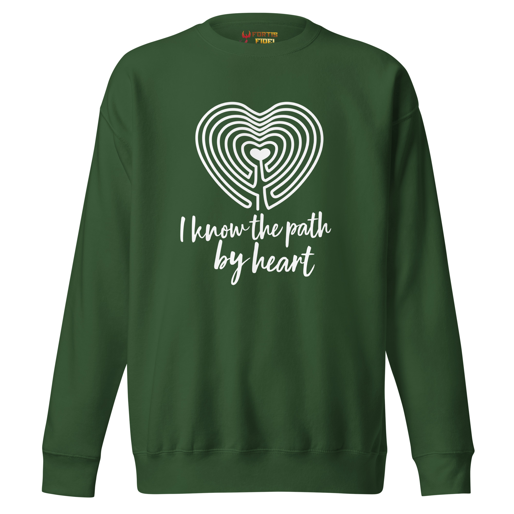Labyrinth Heart labyrinth I know the Path by Heart Sweatshirt-sweatshirt-forest-green-front-69627debdaad3