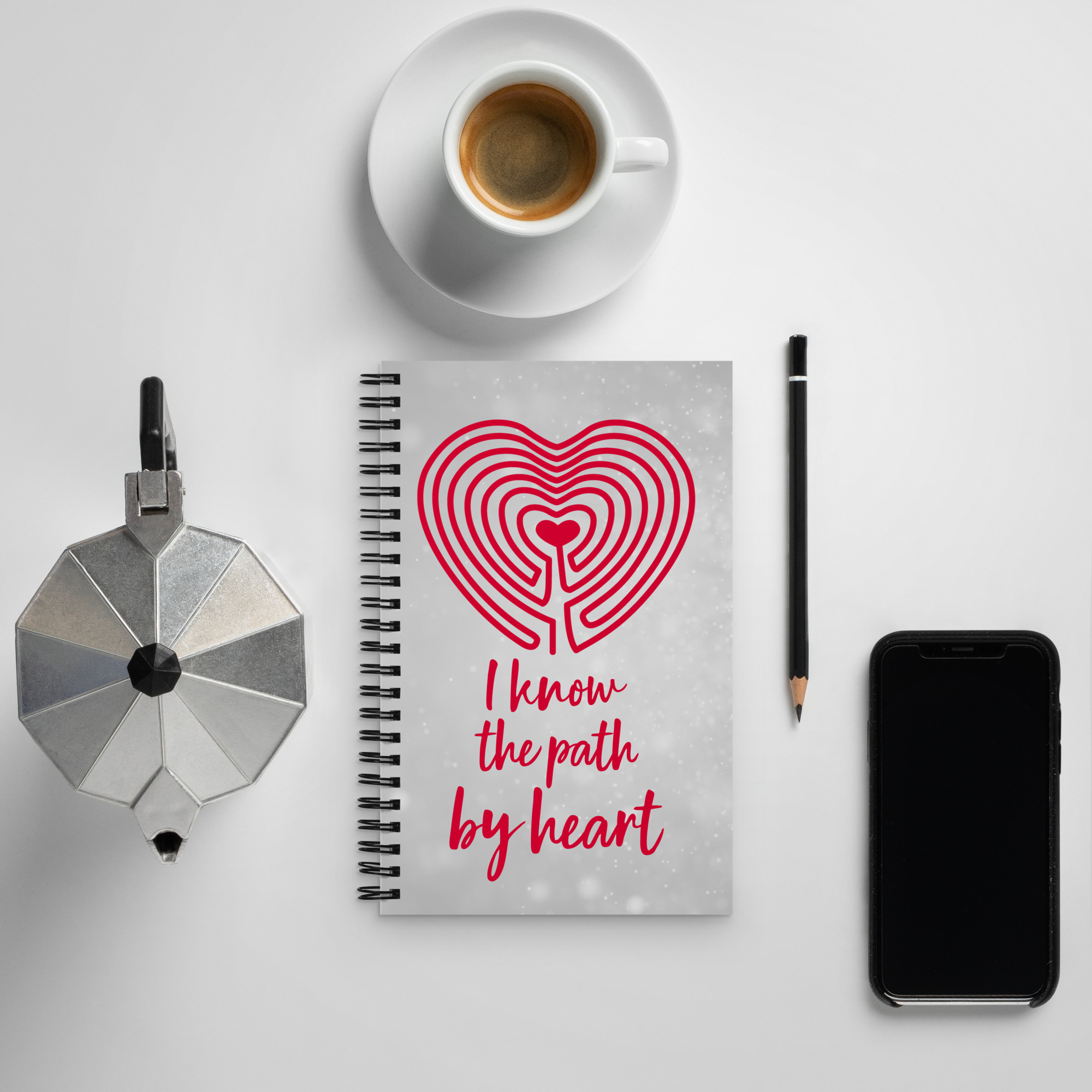 Labyrinth Heart labyrinth I know the Path by Heart spiral-notebook-dotted-front-6962927a82dd7