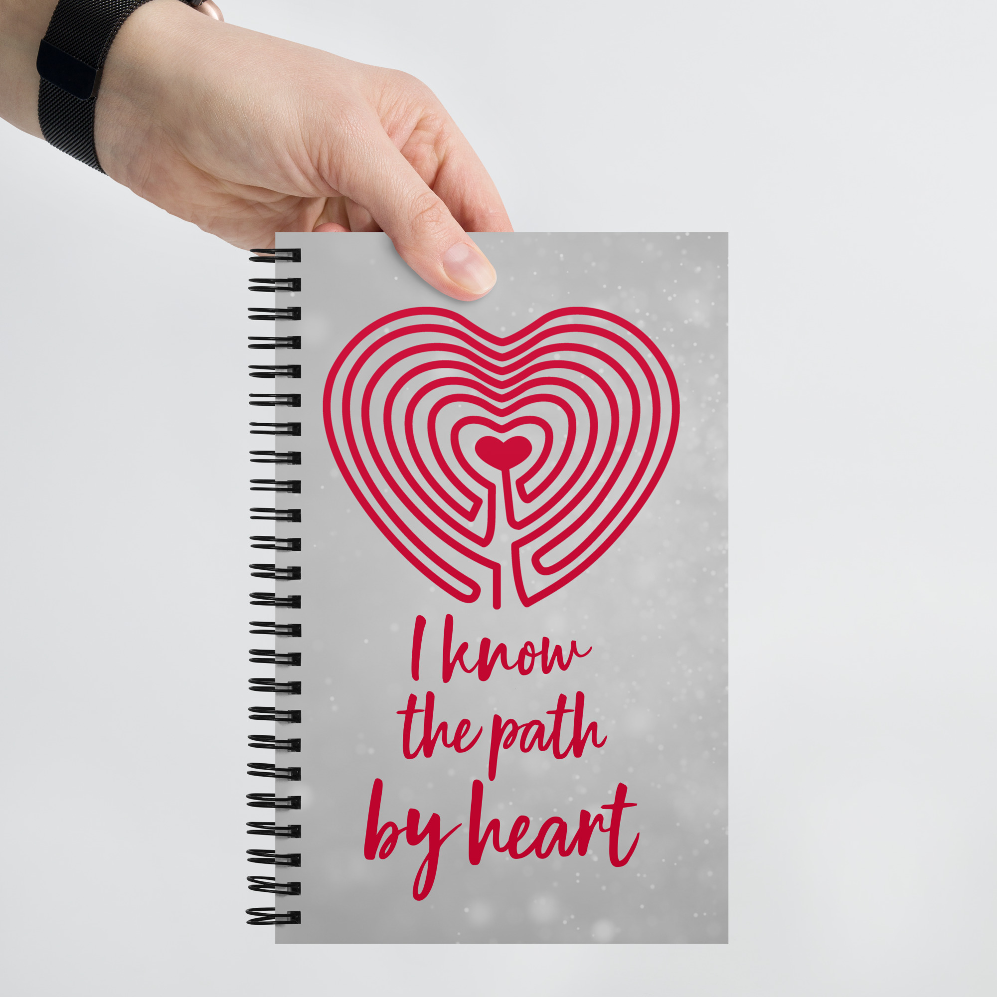 Labyrinth Heart labyrinth I know the Path by Heart spiral-notebook-dotted-front-6962927a83729