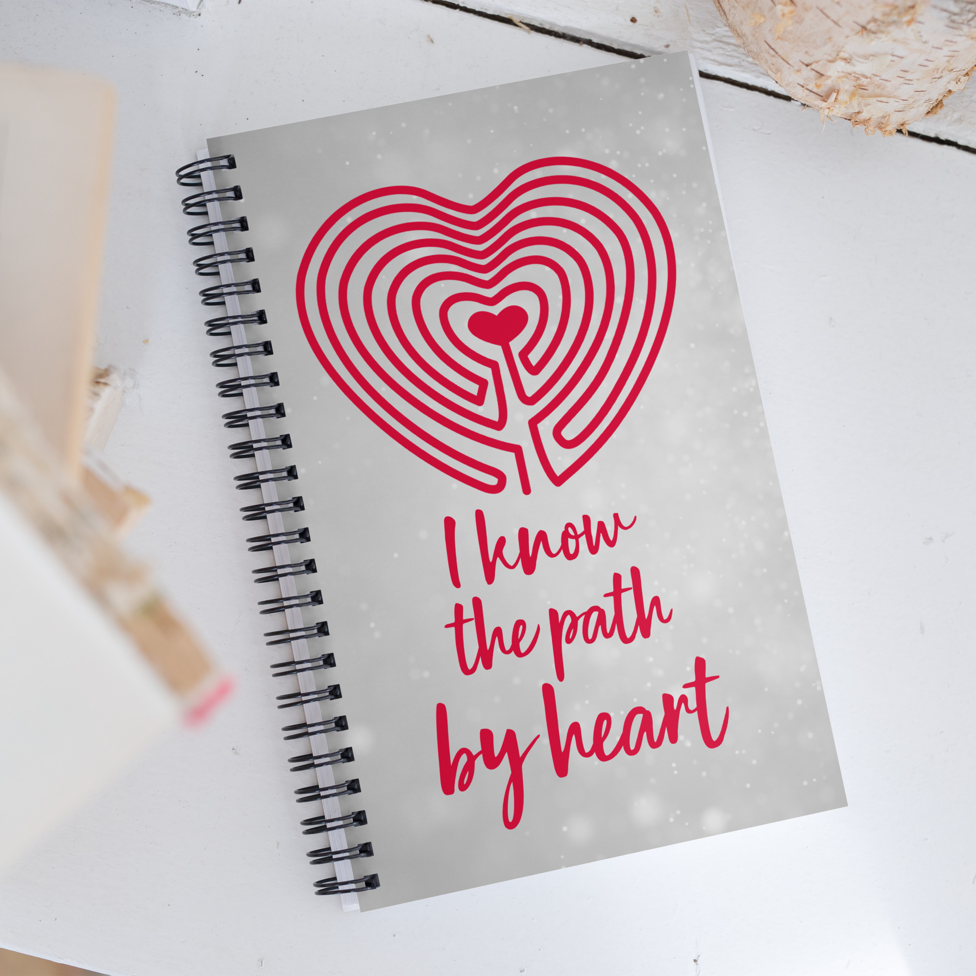 Labyrinth Heart labyrinth I know the Path by Heart spiral-notebook-dotted-front-6962927a84531