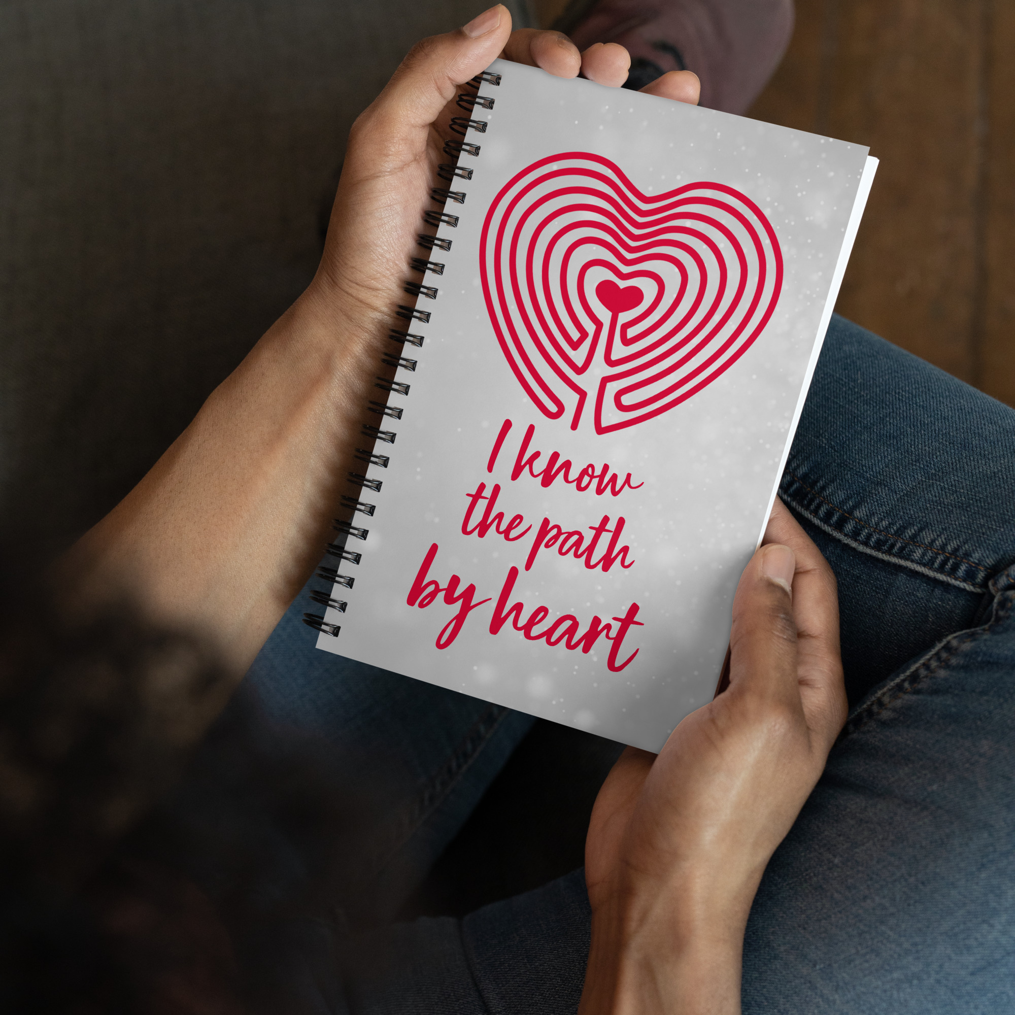 Labyrinth Heart labyrinth I know the Path by Heart spiral-notebook-dotted-front-6962927a849c3