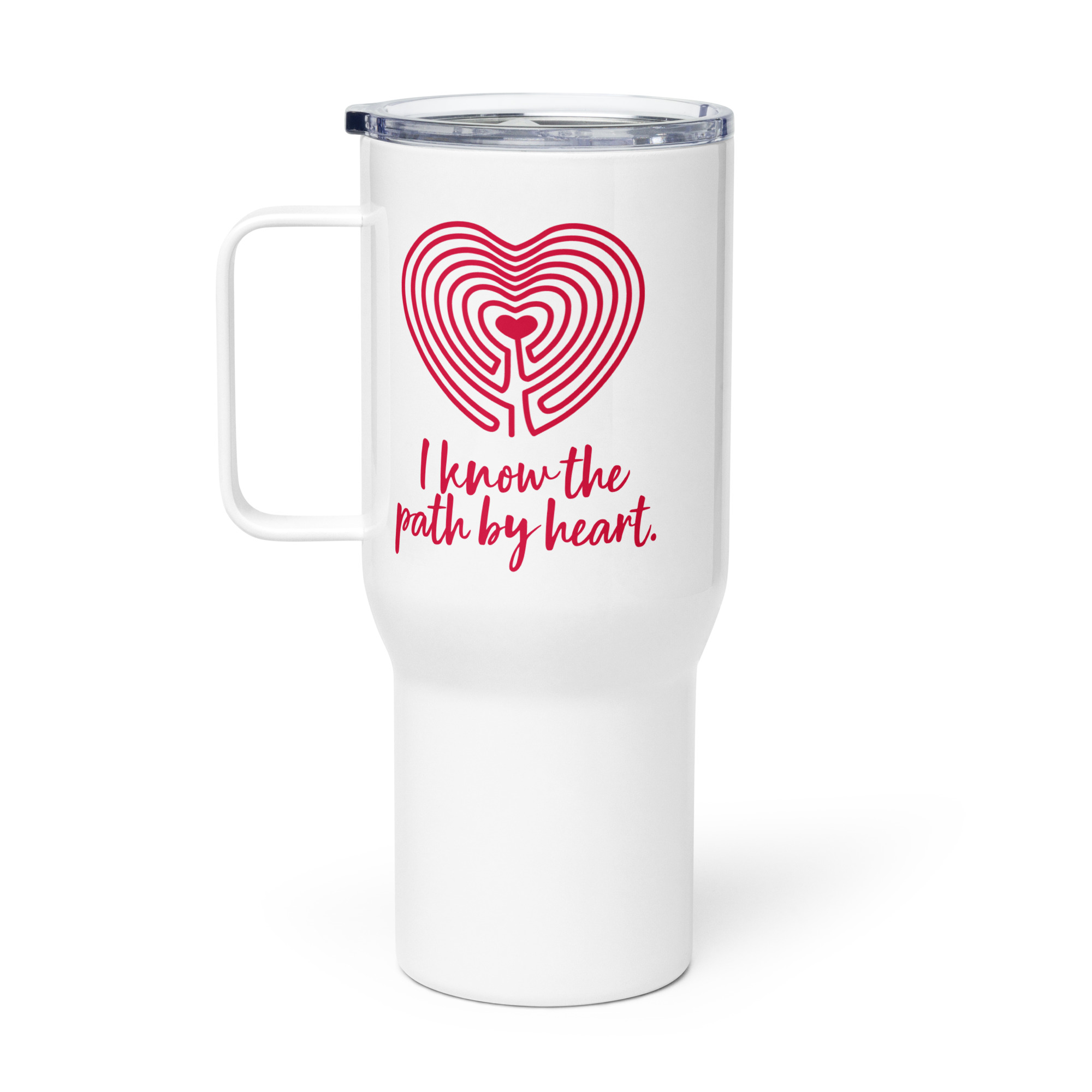 Labyrinth Heart labyrinth I know the Path by Heart travel mug-with-a-handle-white-25-oz-right-6962933b54309