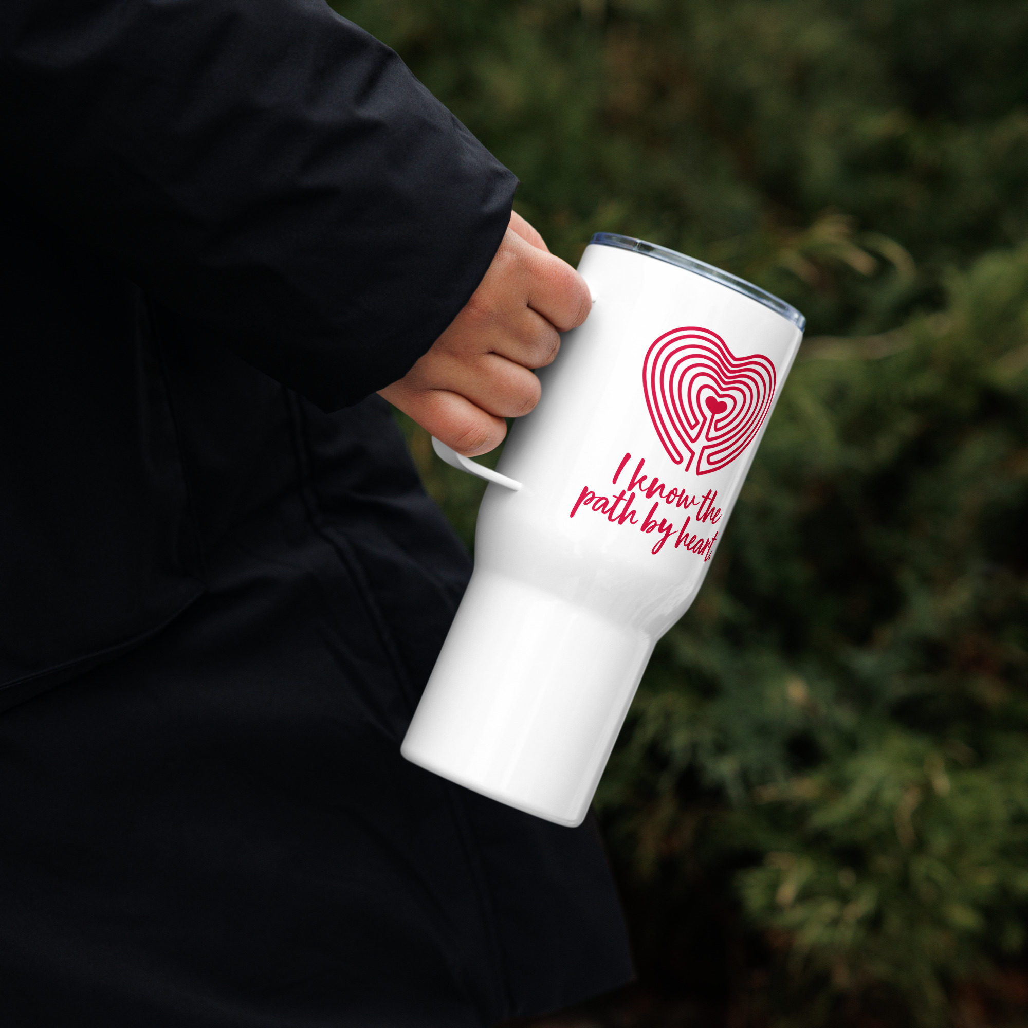 Labyrinth Heart labyrinth I know the Path by Heart travel mug-with-a-handle-white-25-oz-right-6962933b575b7
