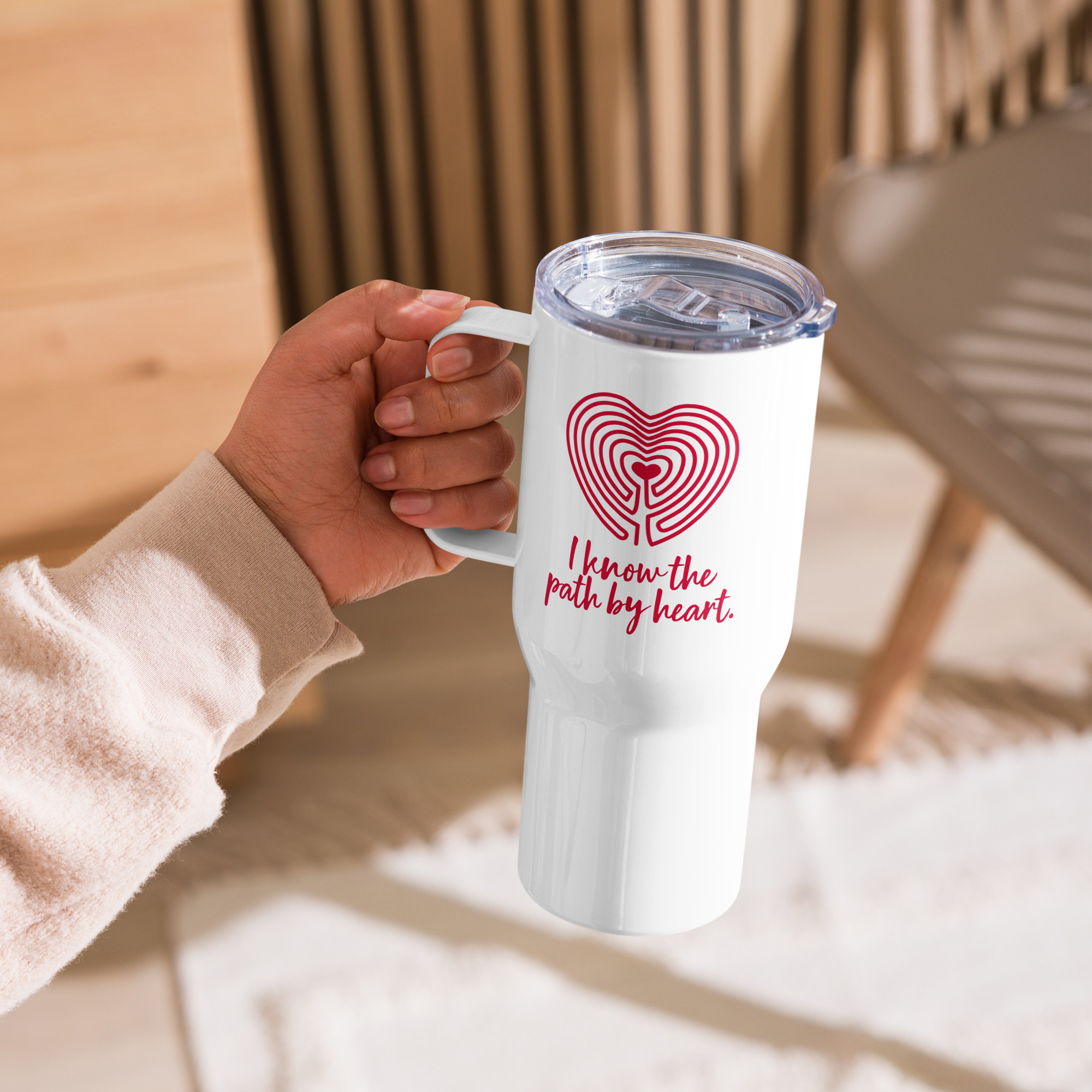 Labyrinth Heart labyrinth I know the Path by Heart travel mug-with-a-handle-white-25-oz-right-6962933b58355