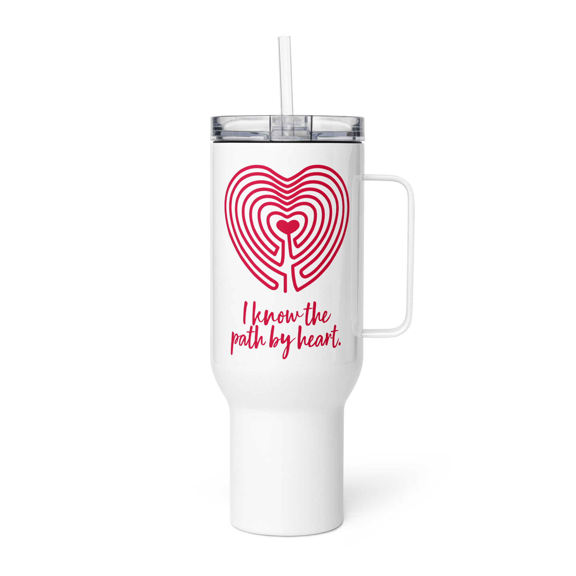 Labyrinth Heart labyrinth I know the Path by Heart travel mug-with-a-handle-white-40-oz-left-6962933b58c5d