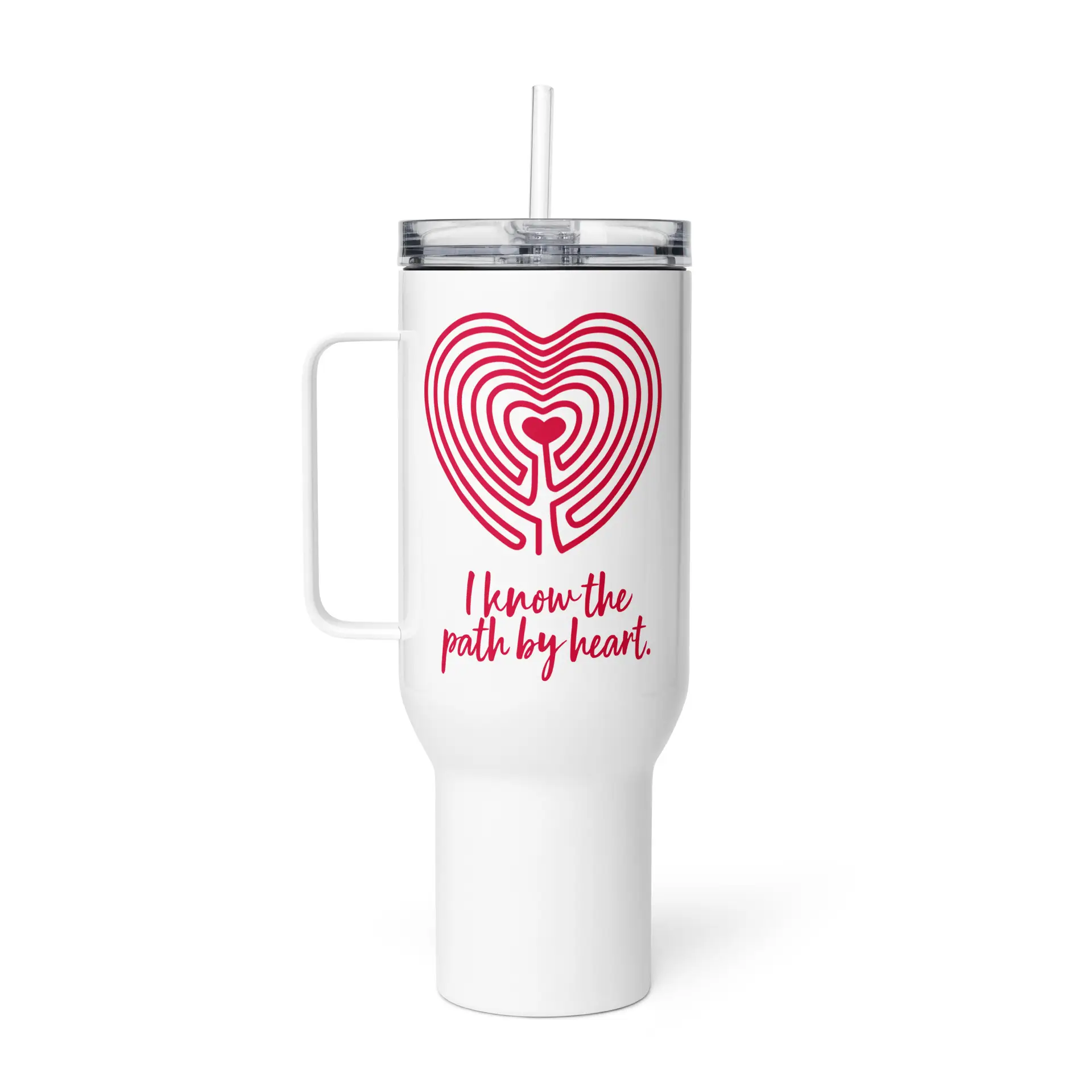 Labyrinth Heart labyrinth I know the path by heart Travel mug with handle