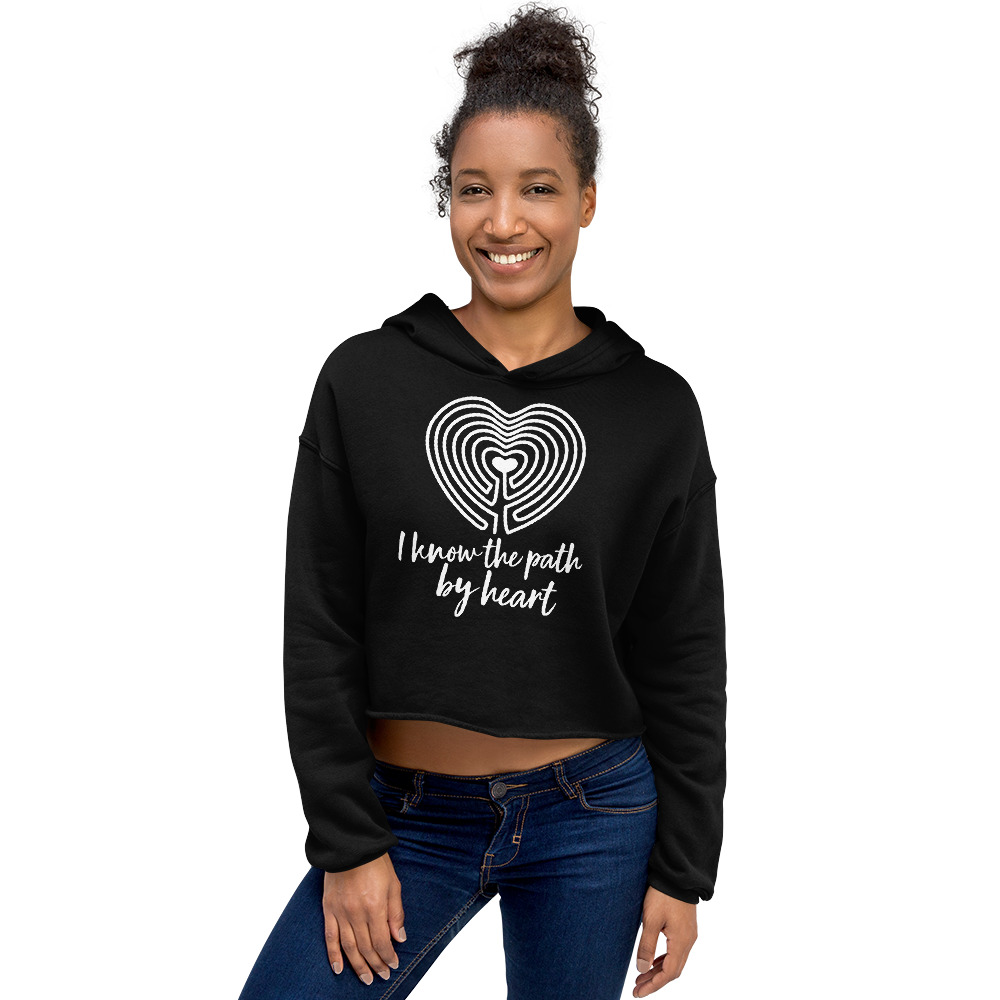 Labyrinth Heart labyrinth I know the Path by Heart womens-cropped-hoodie-black-front-696272dcbcc20